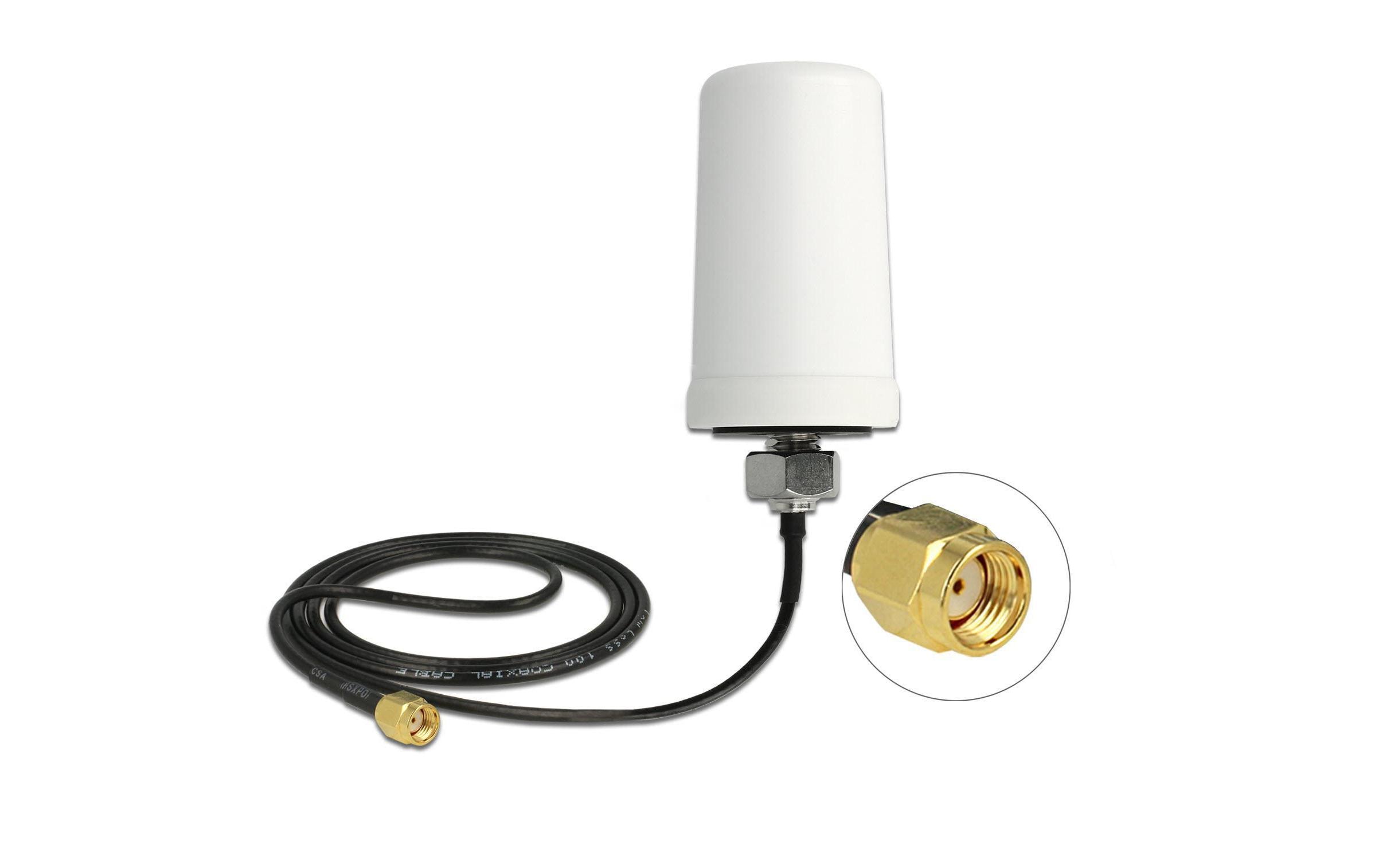 Delock WLAN-Antenne RP-SMA, Dualband RP-SMA 3 dBi Rundstrahl