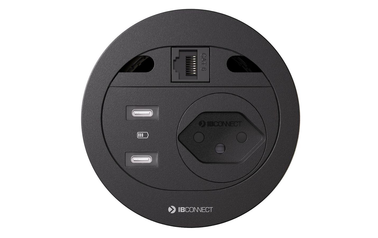 max connect Steckdoseneinheit DIVUS T13, 2x USB-C, RJ-45 Schwarz