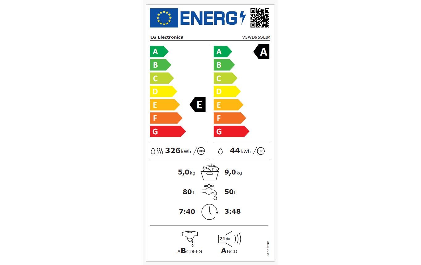 LG Waschtrockner V5WD95SLIM 9 kg / 5 kg