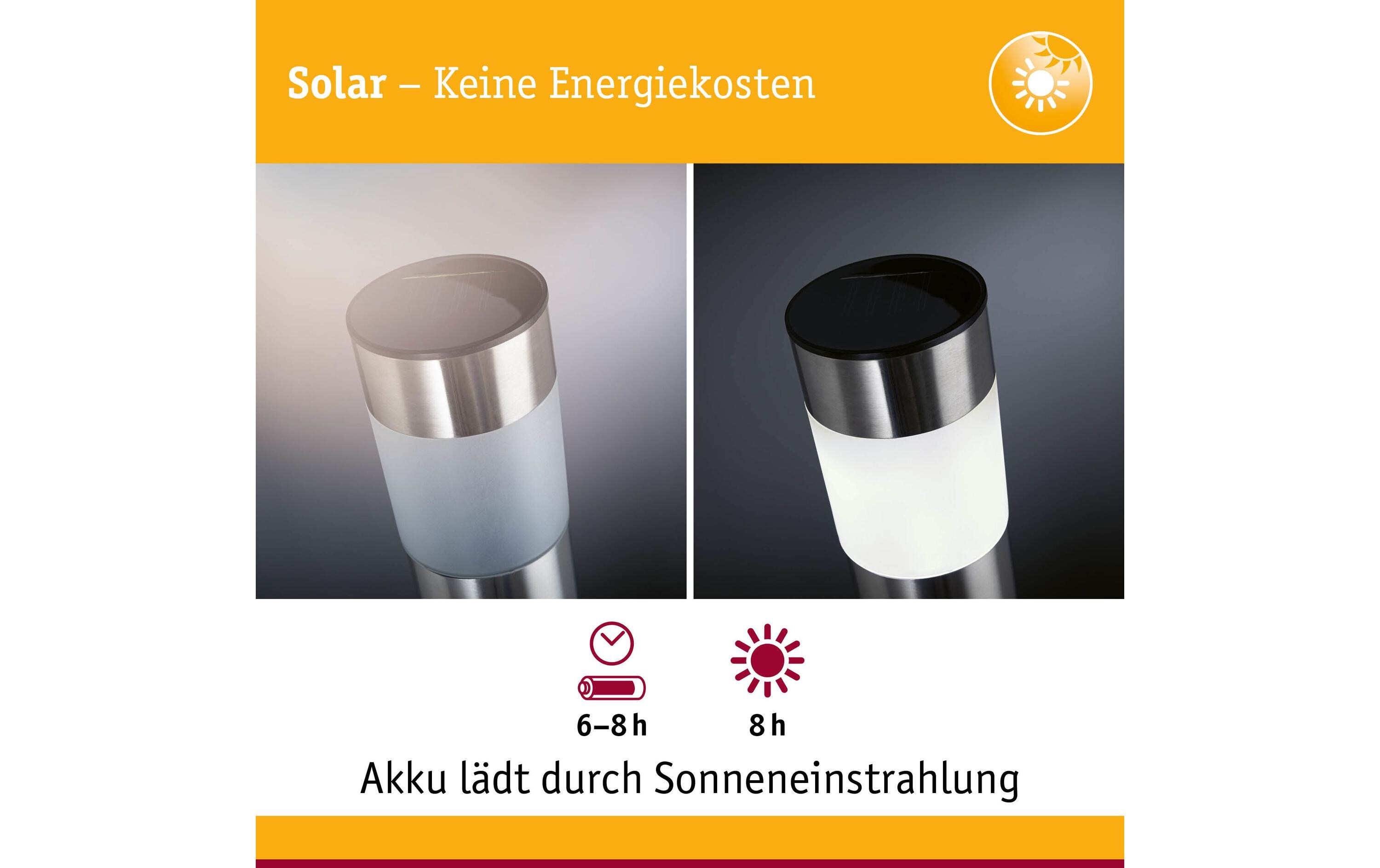 Paulmann Solar LED Pollerleuchte Layra, Eisen gebürstet