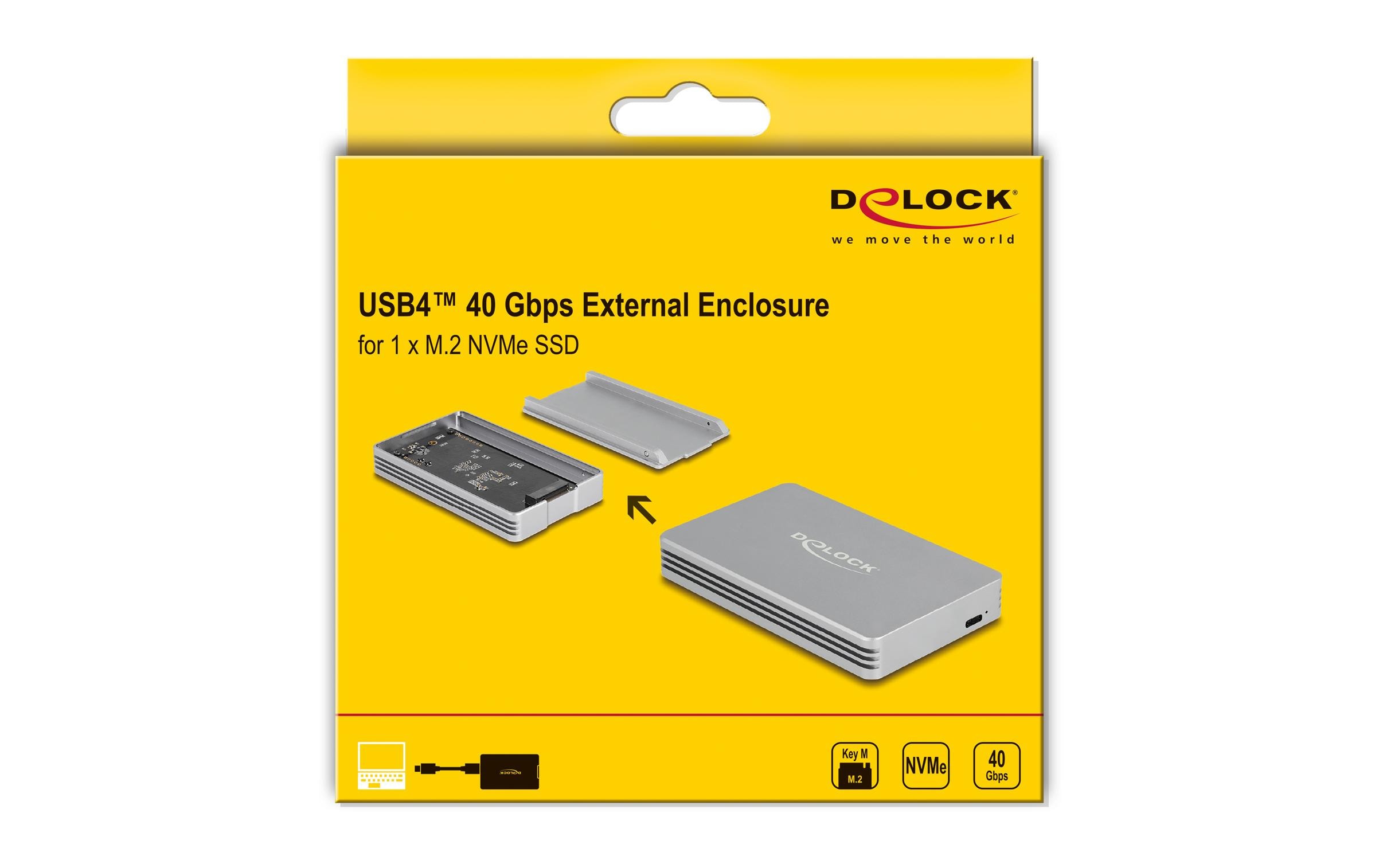 Delock Externes Gehäuse M.2 NVMe USB4 40 Gbps M.2