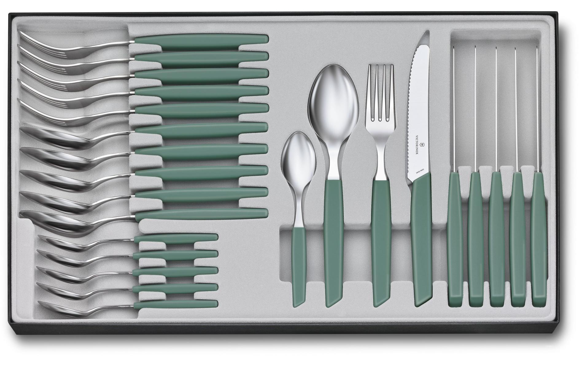 Victorinox Besteck-Set Swiss Modern 24-teilig, Salbeigrün