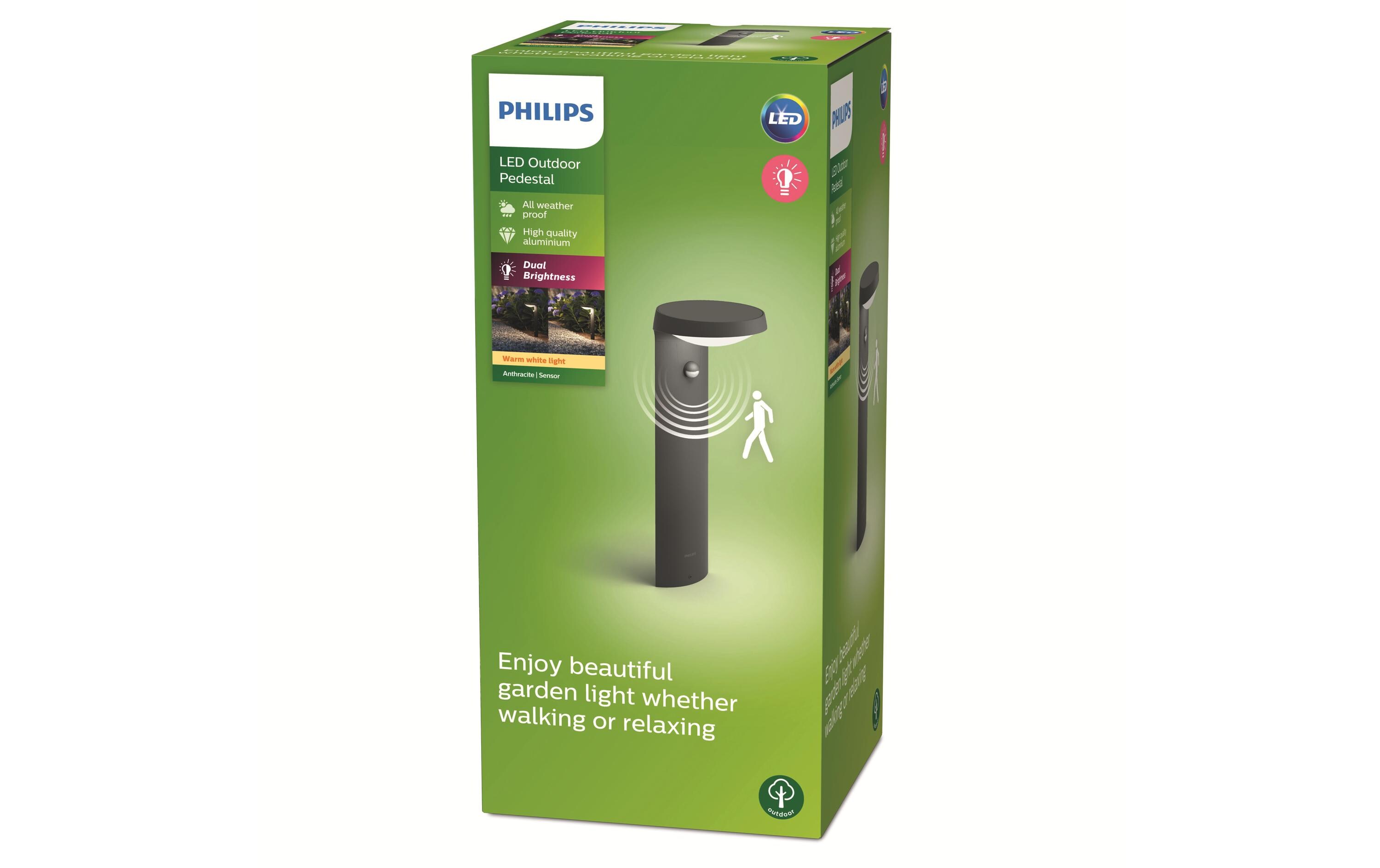 Philips Tyla Sockelleuchte HV, anthrazit, 9W