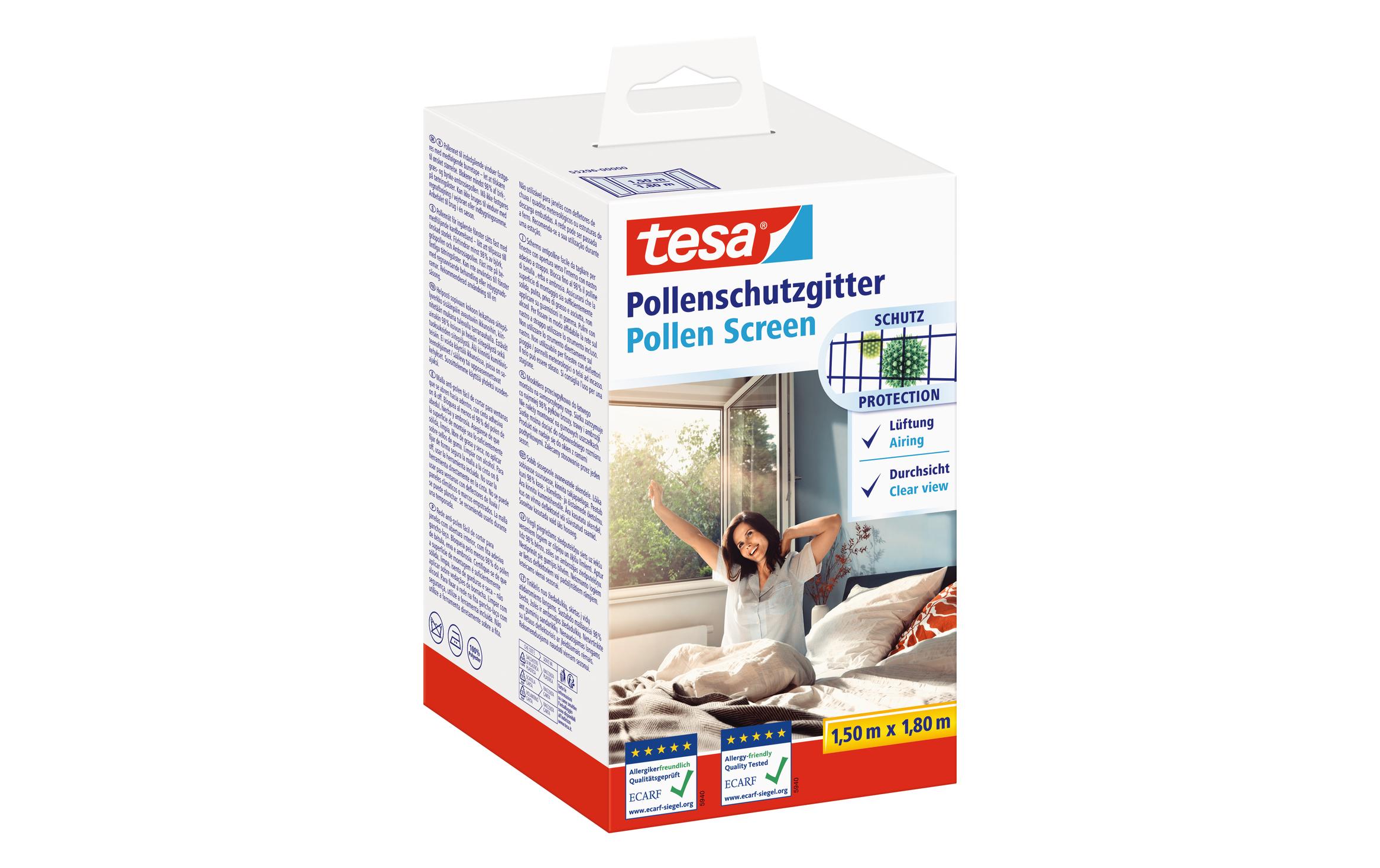 tesa Pollenschutzgitter 150 x 180 cm, Anthrazit-transparent