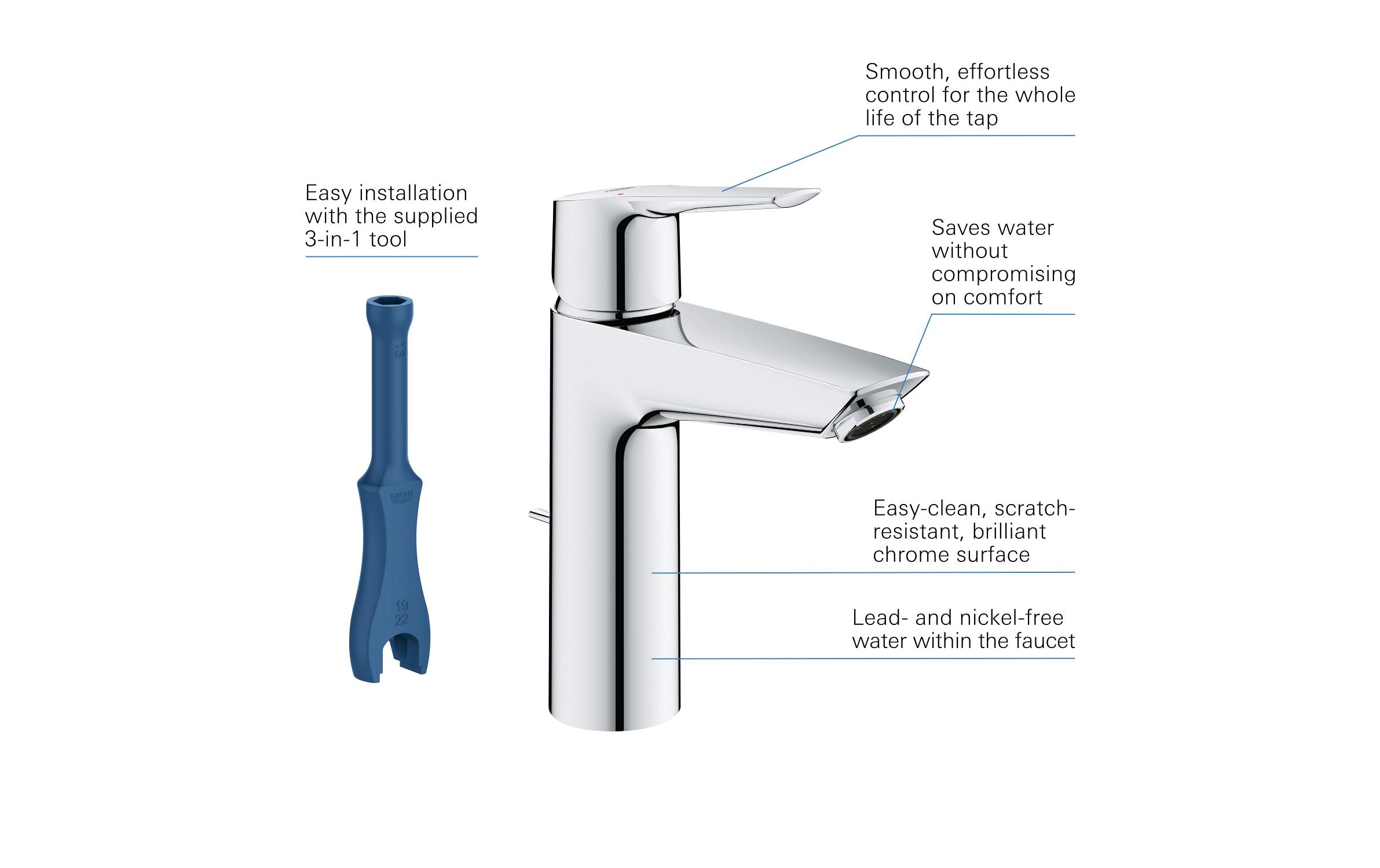 GROHE Lavaboarmatur QuickFix Start M-Size chrom