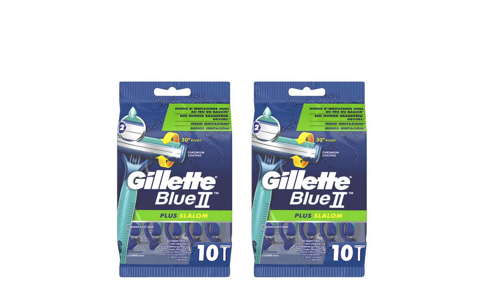 Gillette Herrenrasierer Blue II Plus Slalom Einweg 2 x 10 Stück