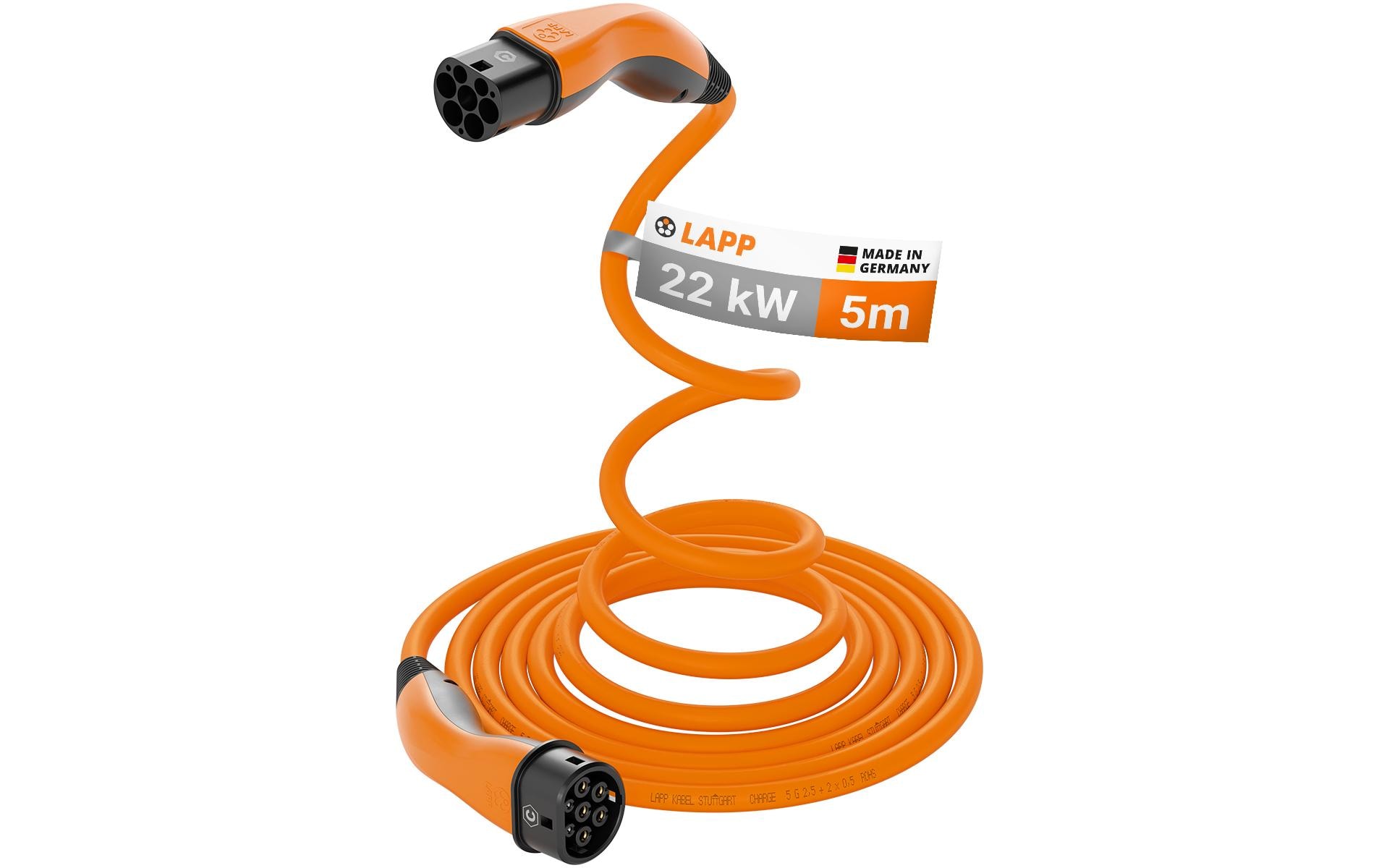 Lapp Ladekabel Helix für Elektroauto Typ 2, 22 kW, 5 m, Orange