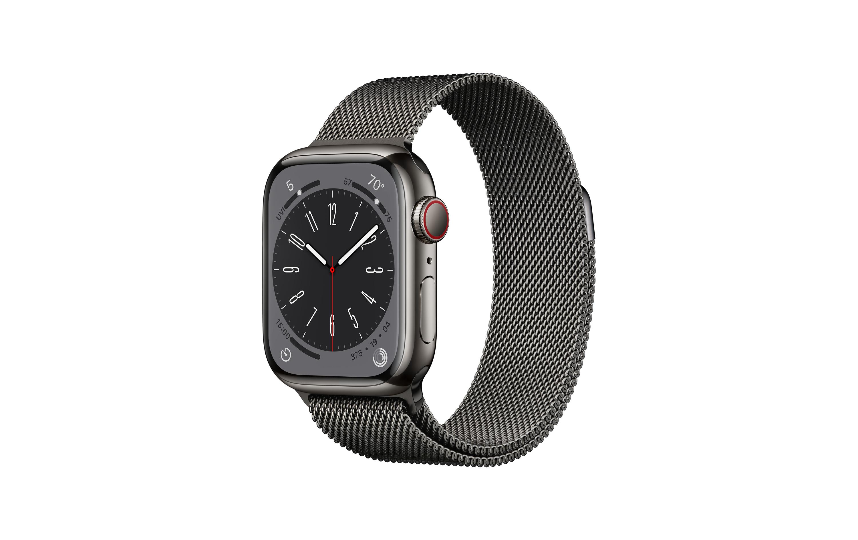 Apple Watch Series 8 41 mm LTE Edelstahl Graphite Milanese Loop
