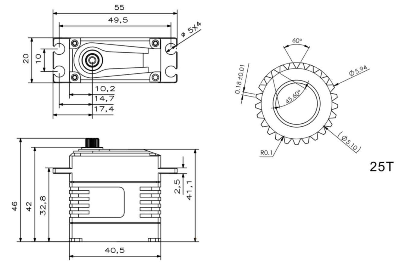 KST Standard Servo A20-4515 V8.0, MG, 2BB, Brushless, Digital HV