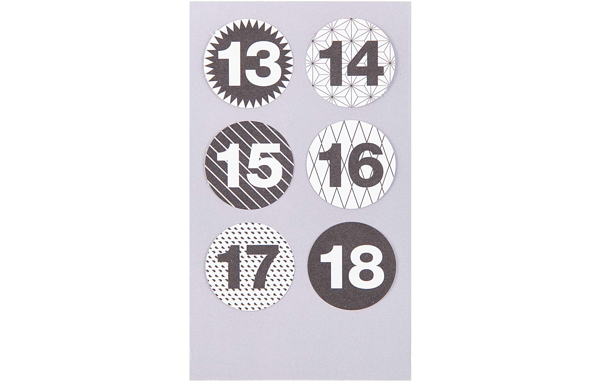 Rico Design Adventskalender-Zahlen Sticker Schwarz/Weiss, 4 Blatt