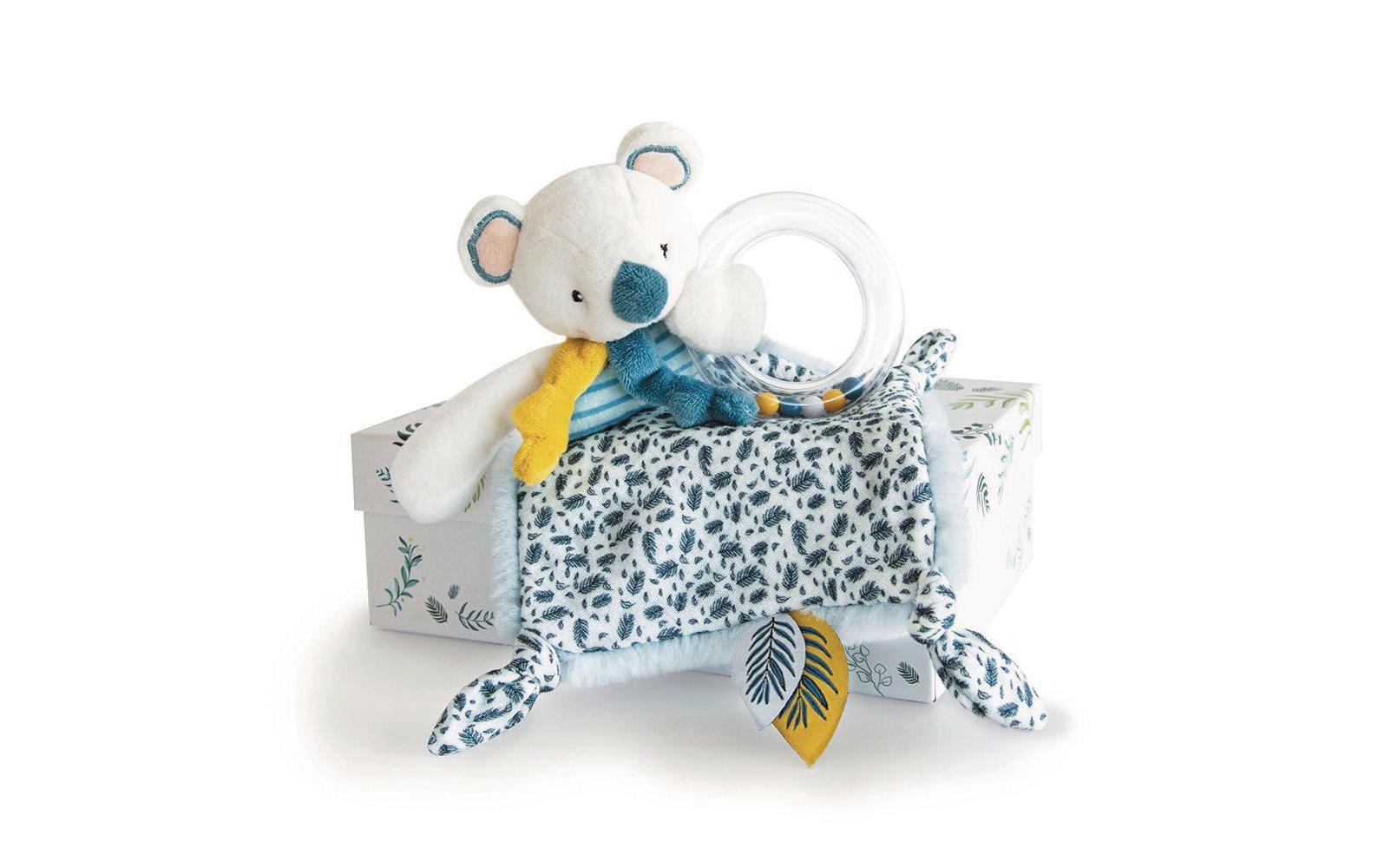 DouDou et compagnie Geschenkset Koala Rassel mit Schmusetuch 22 cm