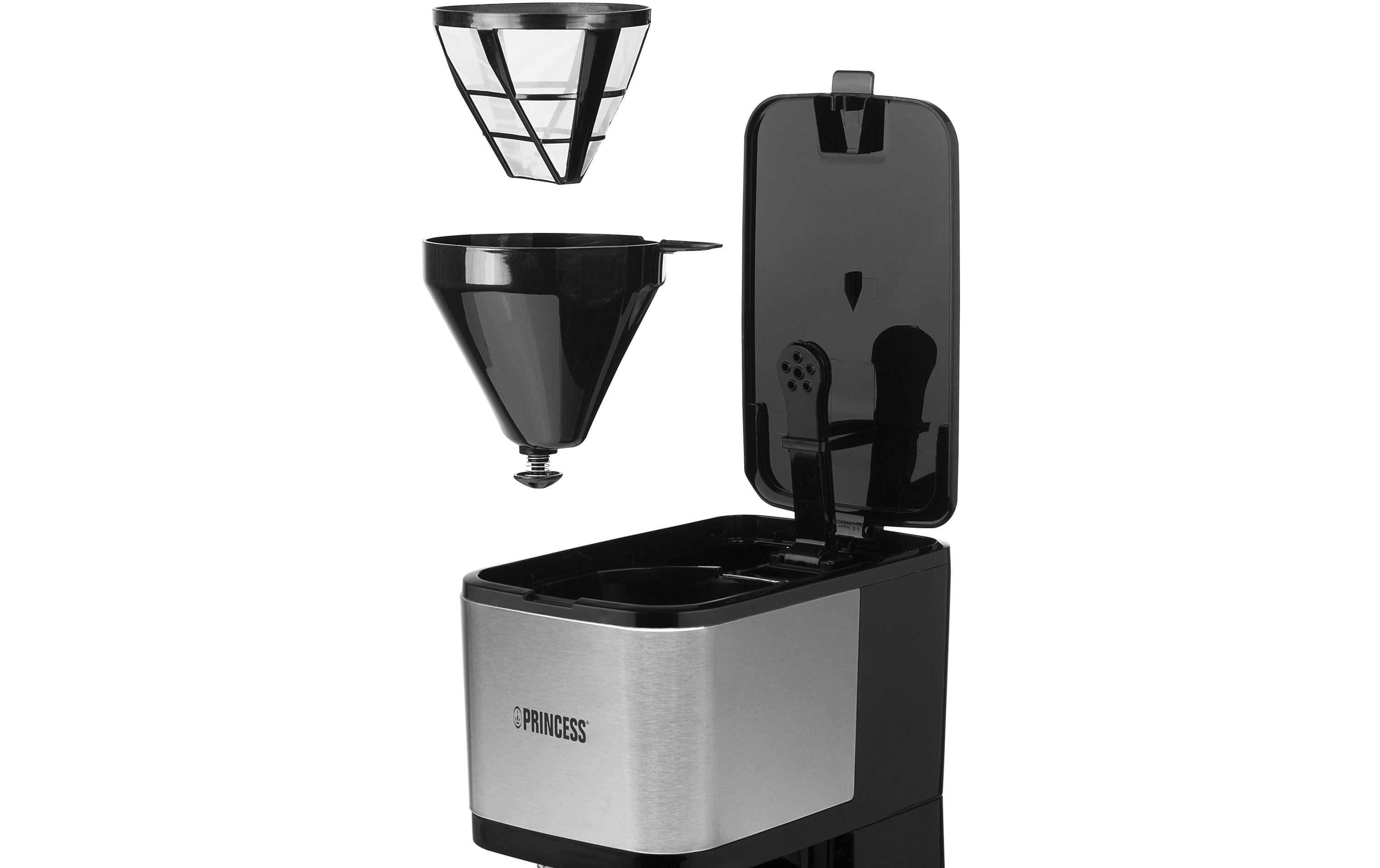 Princess Filterkaffeemaschine Compact 12 Schwarz/Silber