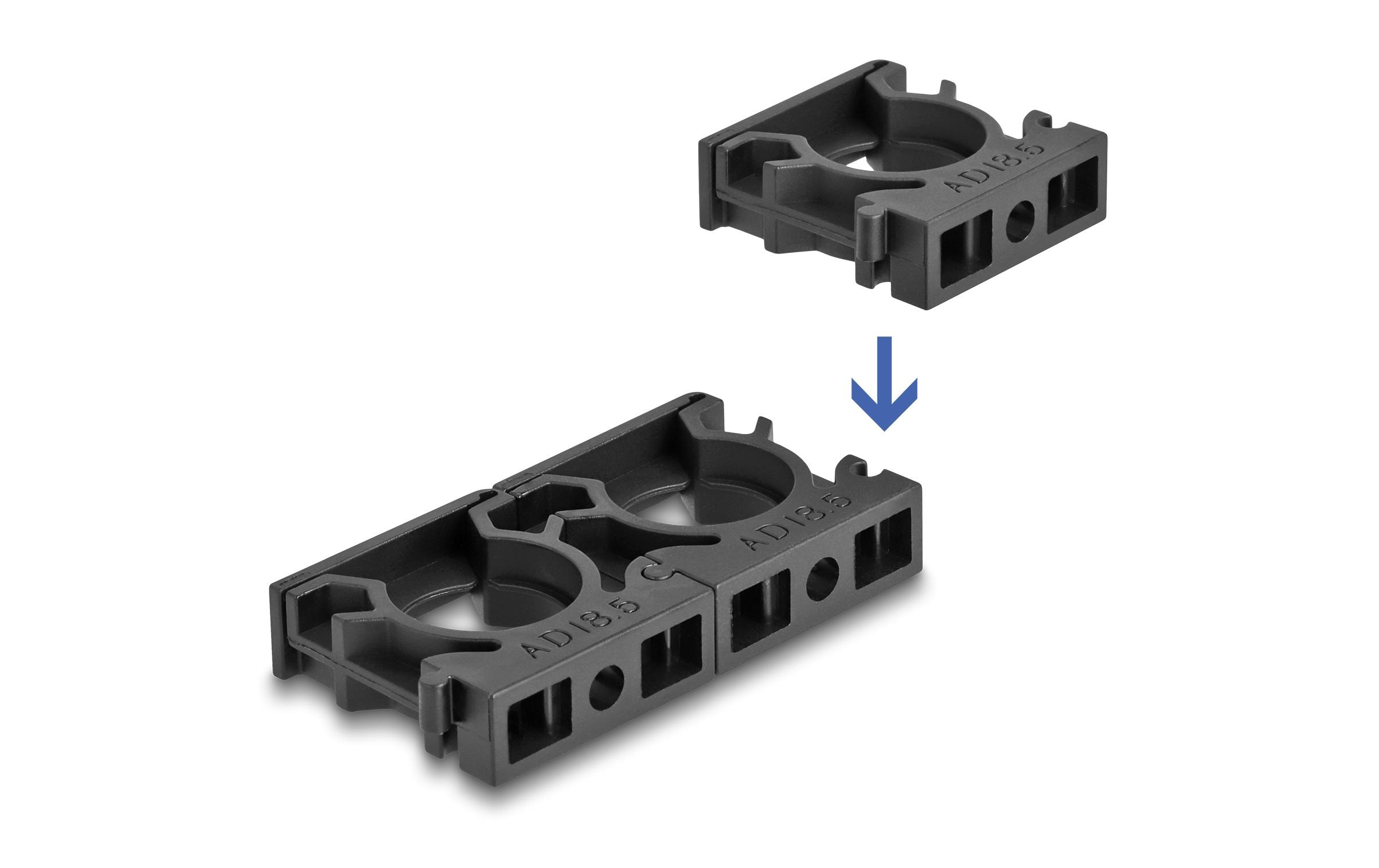 Delock Kabelschlauchhalter 21.2 mm, 4 Stück, Schwarz