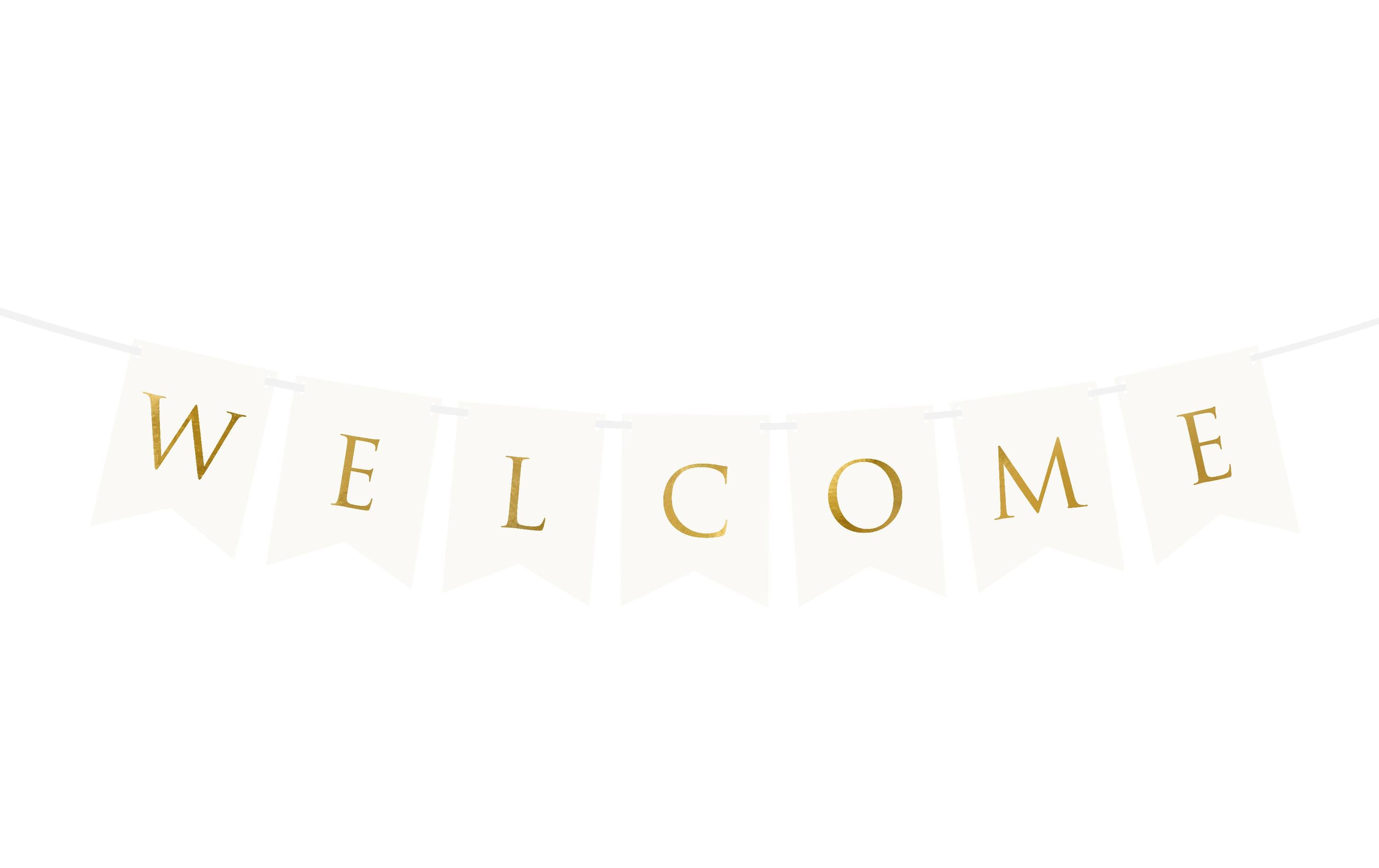 Partydeco Girlande Welcome 15 x 95 cm, Weiss/Gold