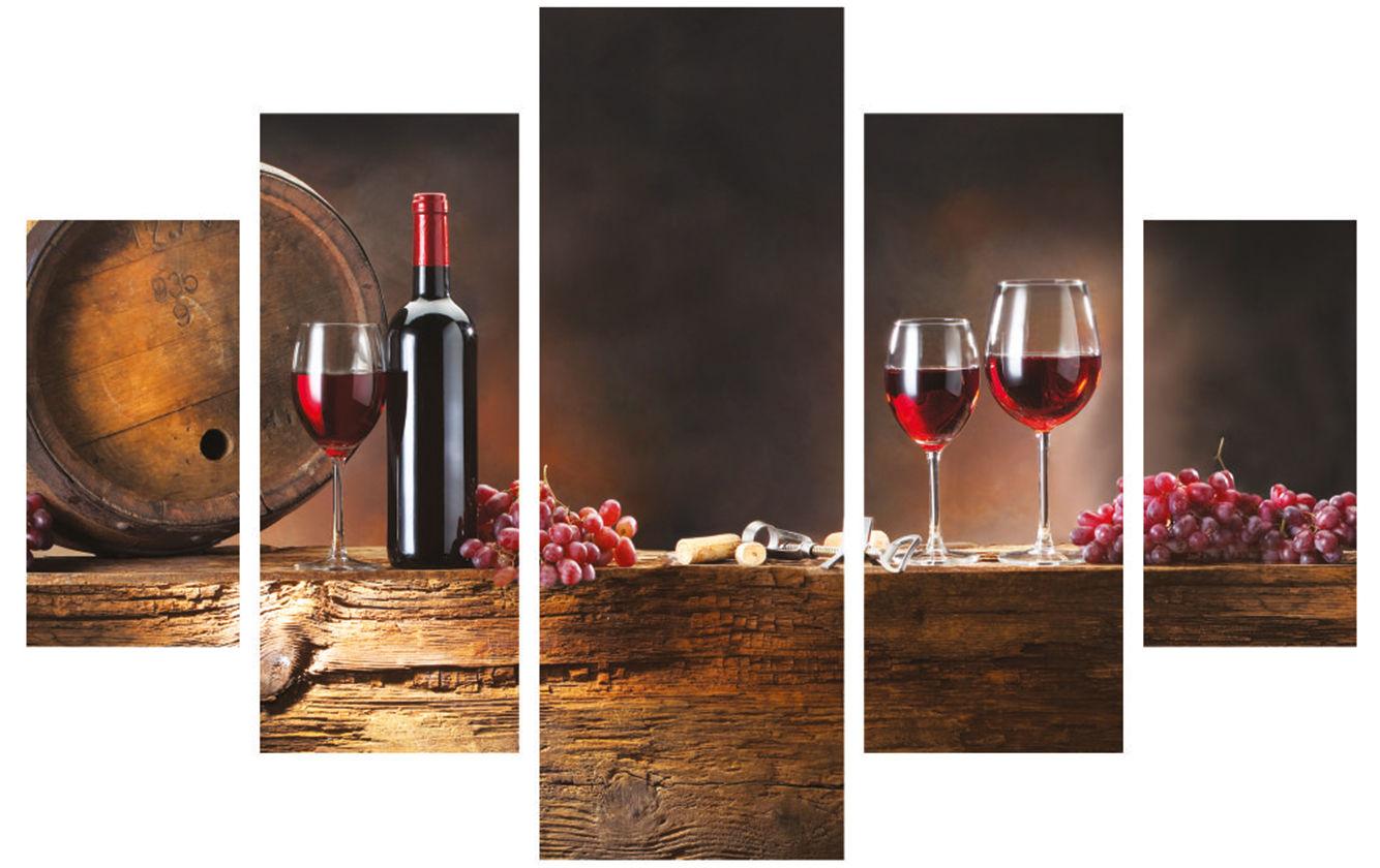 Wallxpert Bild Wein 5-teilig, 92 x 56 cm