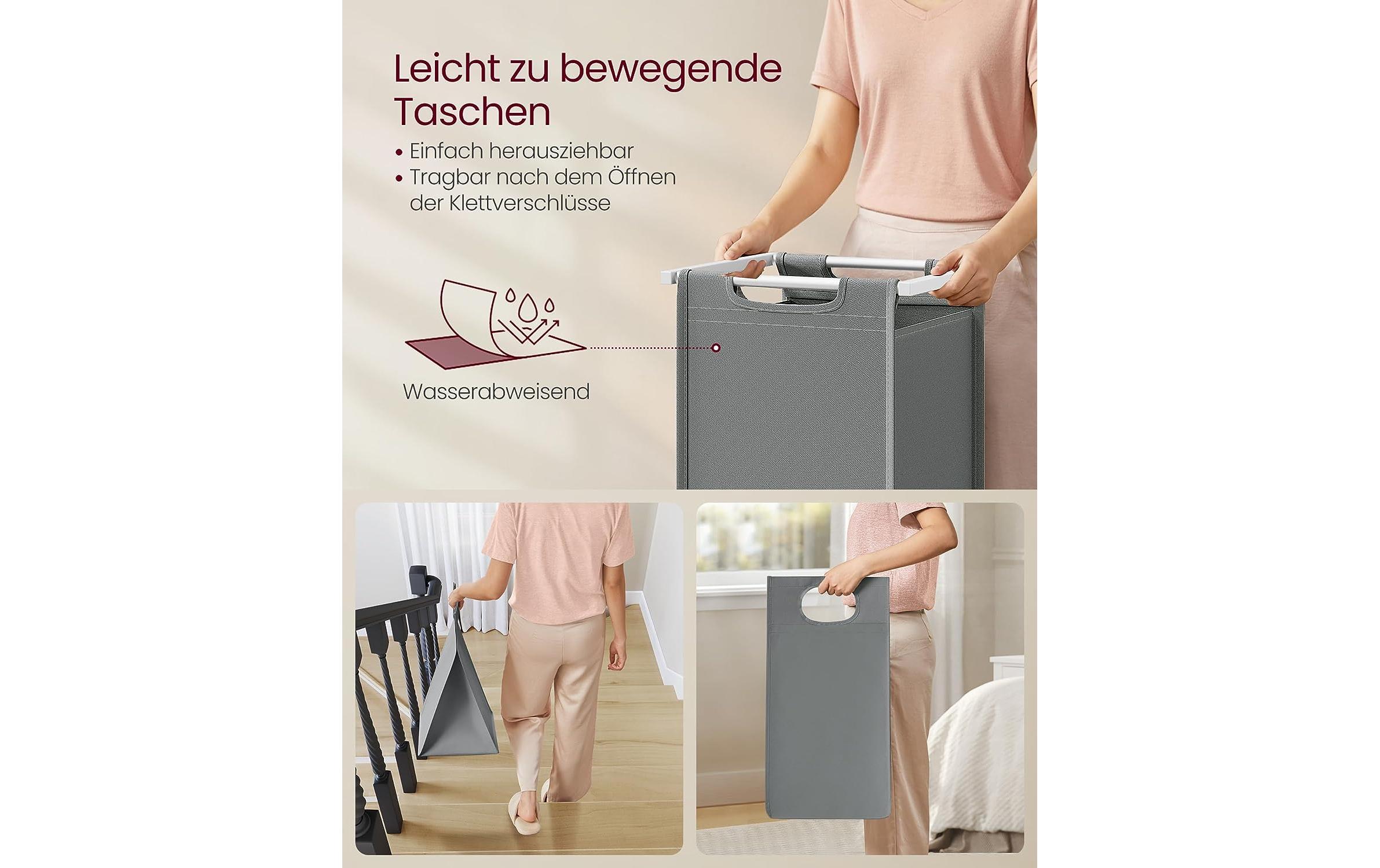 VASAGLE Wäschekorb mit Ablage 2 x 46 l, Grau/Weiss