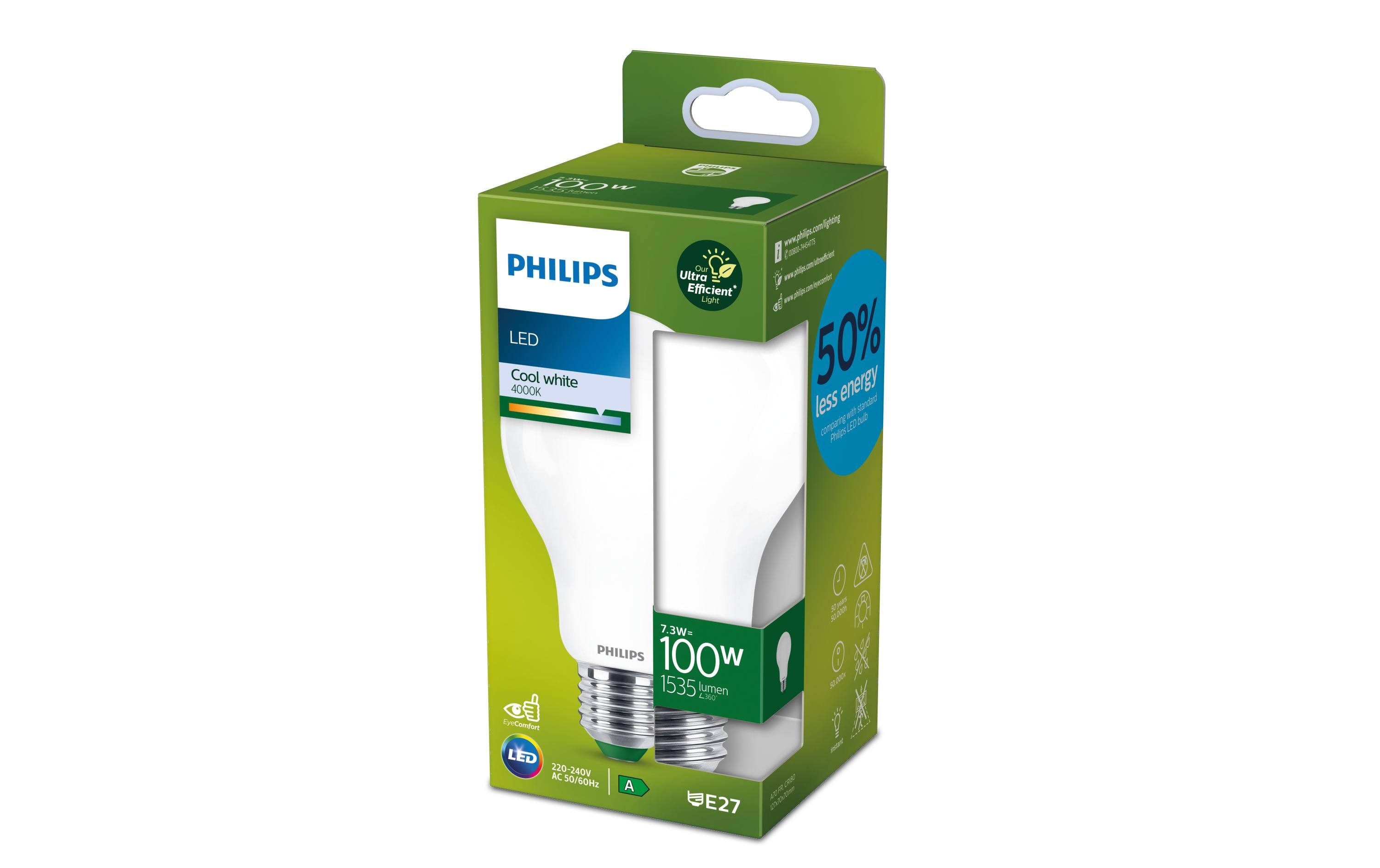 Philips Lampe E27 LED, Ultra-Effizient, Neutralweiss, 100W Ersatz