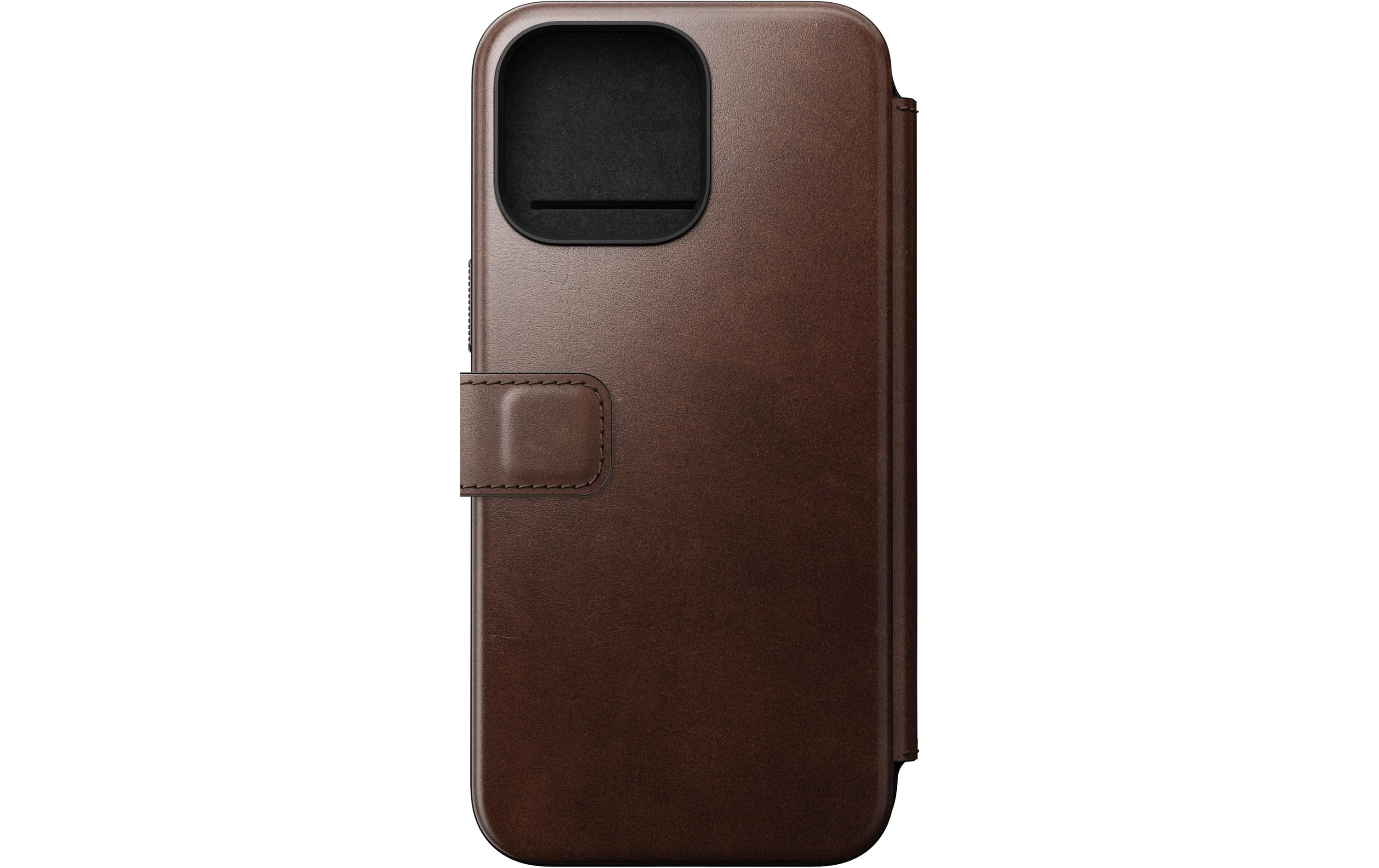 Nomad Modern Horween Leather Folio iPhone 15 Pro Max Rostbraun