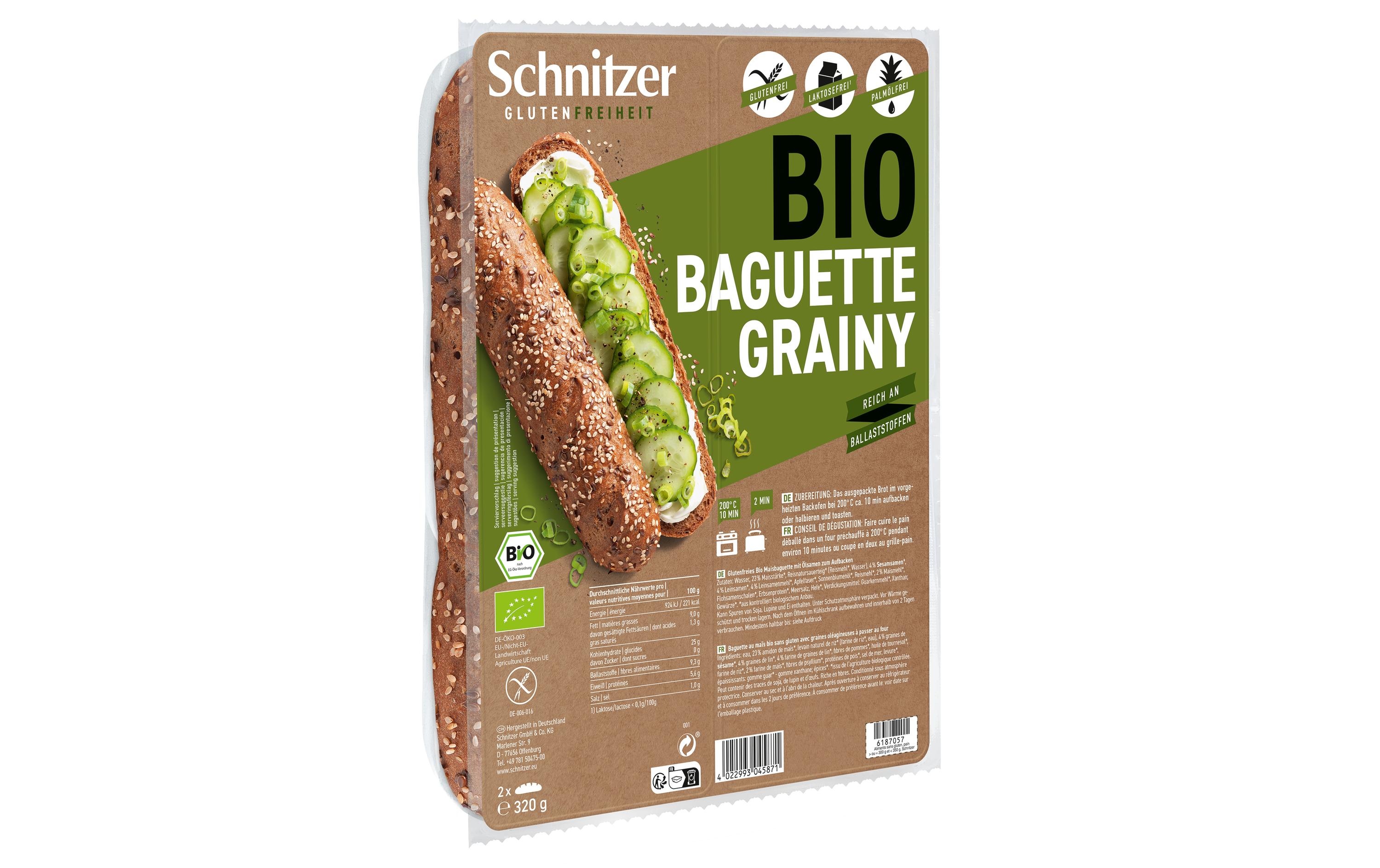 Schnitzer Bio Baguette Grainy glutenfrei 2 x 160 g