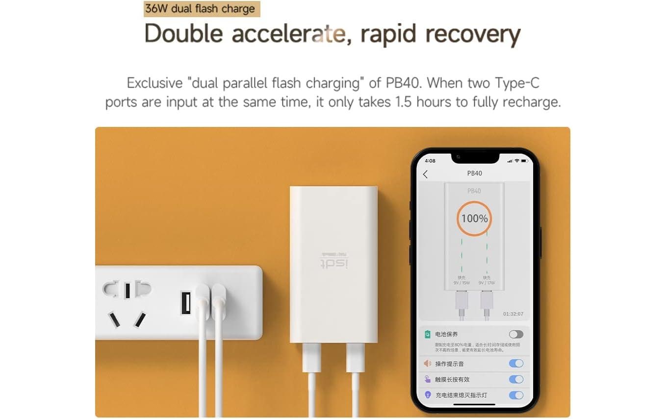 ISDT Powerbank PB40 40 Wh, 2x USB-C 18W