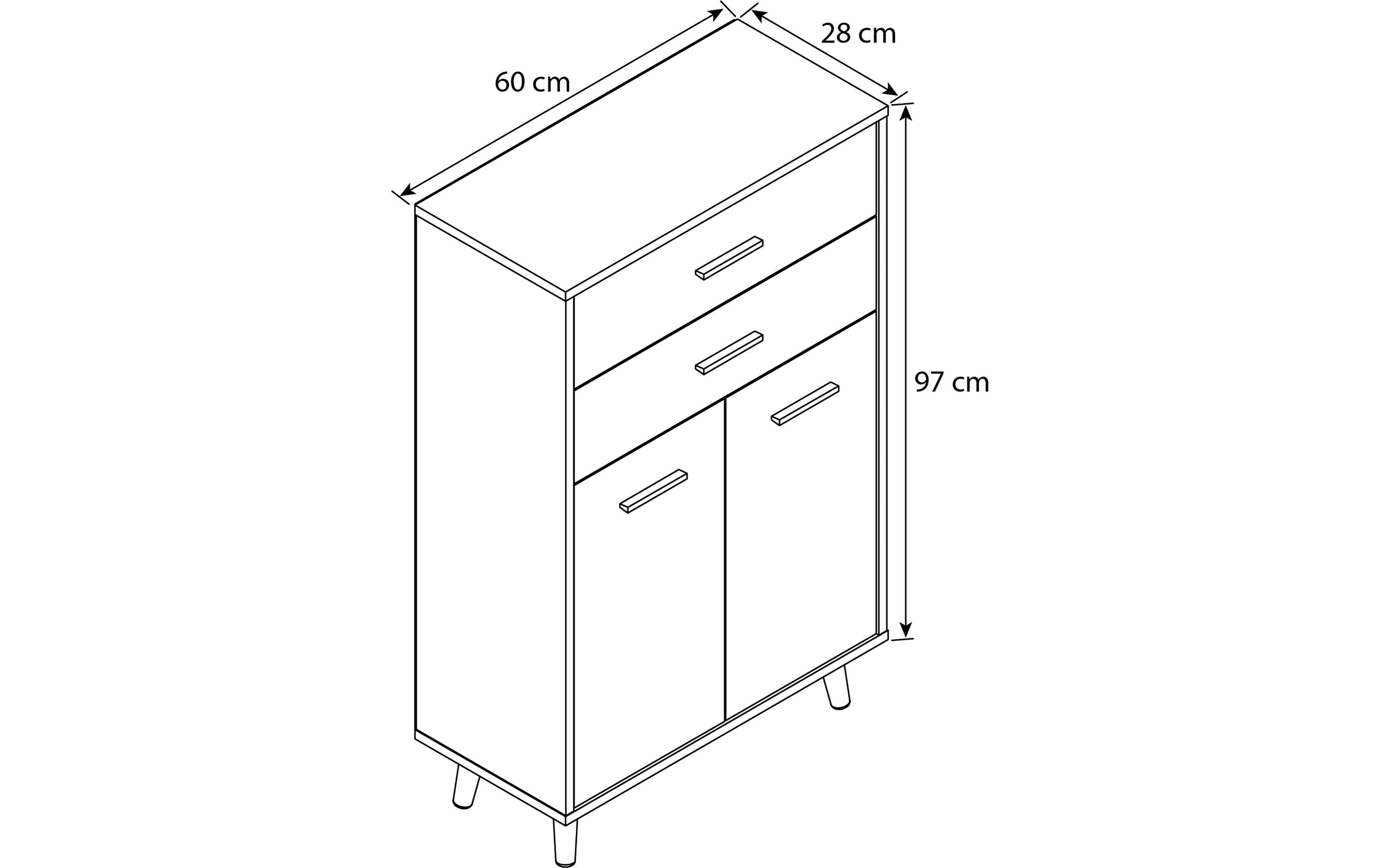 VCM Kommode Lindas 60 x 97 cm, Weiss/Honig-Eiche