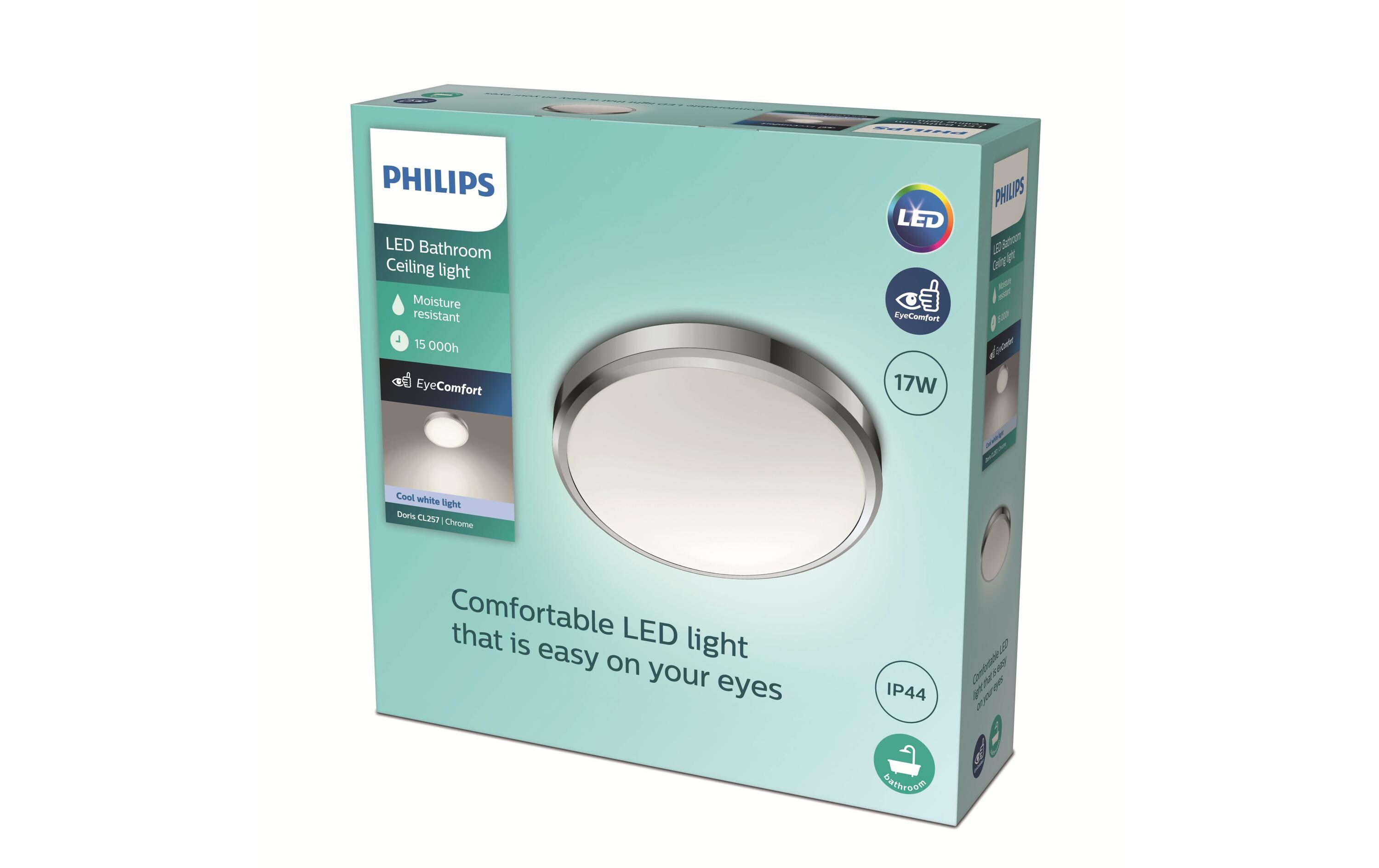 Philips Deckenleuchte Doris, 17W, 4000K, IP44, chrome