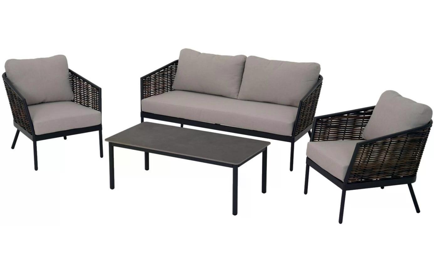 Schou Loungeset Daniela, Set 4-teilig, Schwarz/Grau