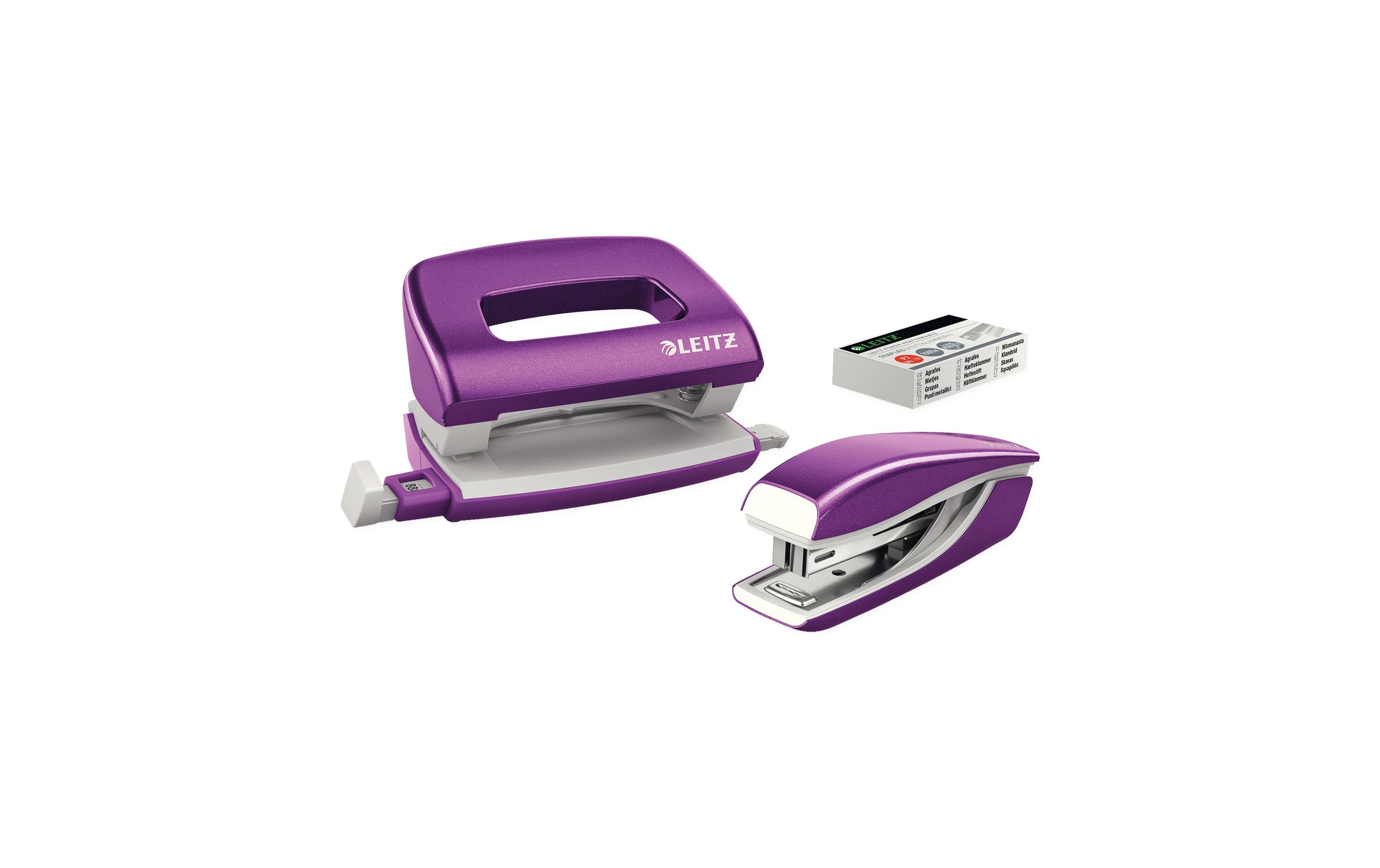 Leitz Locher und Mini-Heftgerät WOW 10 Seiten, Violett