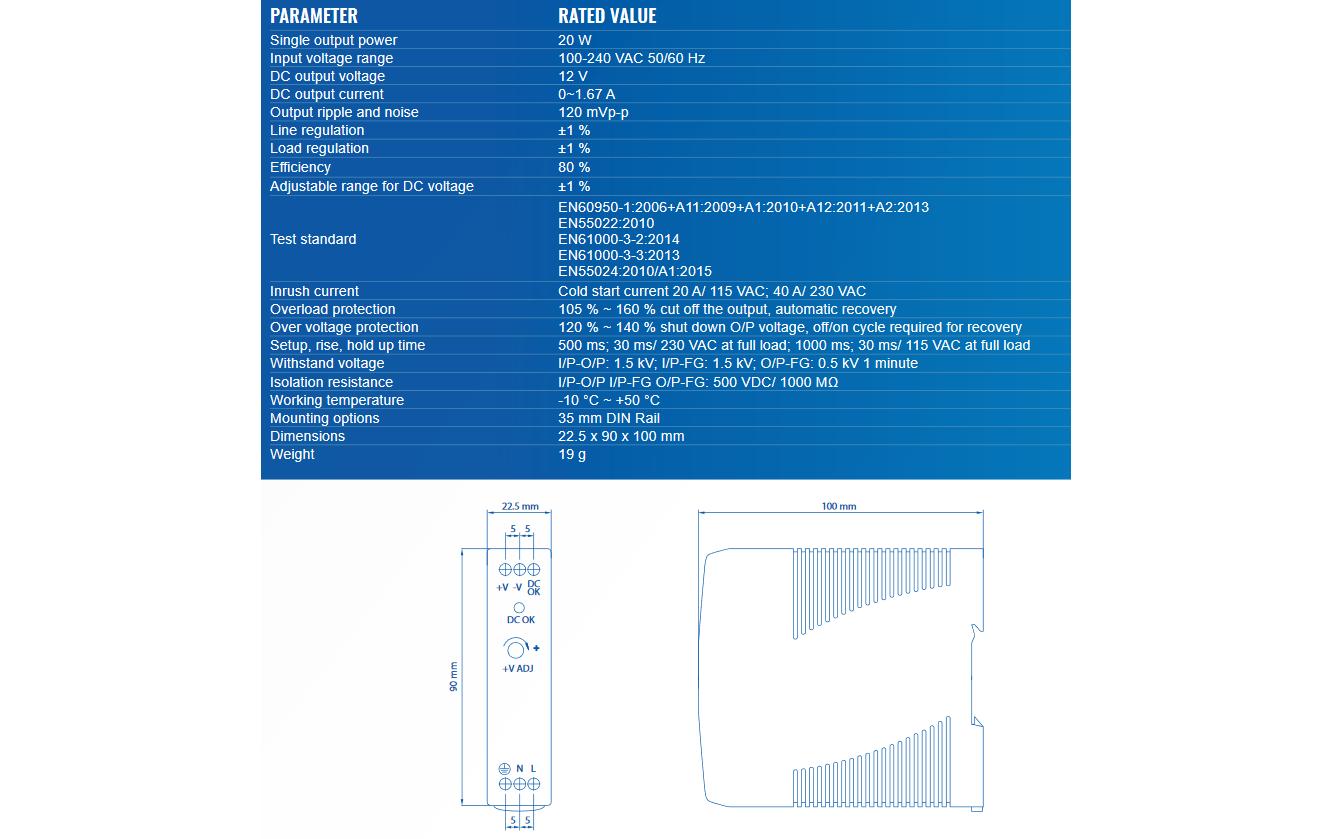 Teltonika Netzteil PR3PDNP0, DIN-Rail, 12 V. 1.67A