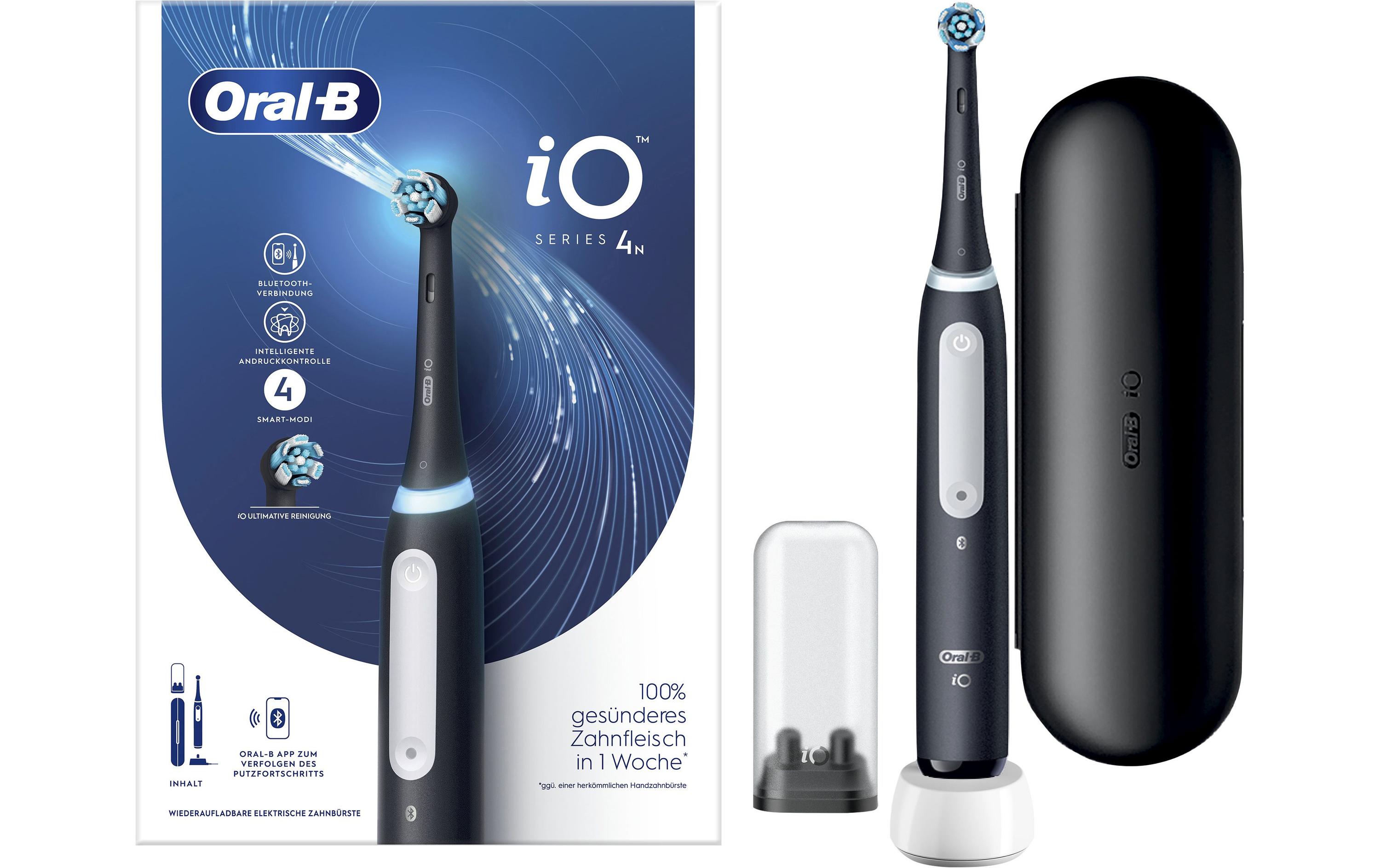 Oral-B Mikrovibrationszahnbürste iO Series 4 mit Etui, Schwarz matt