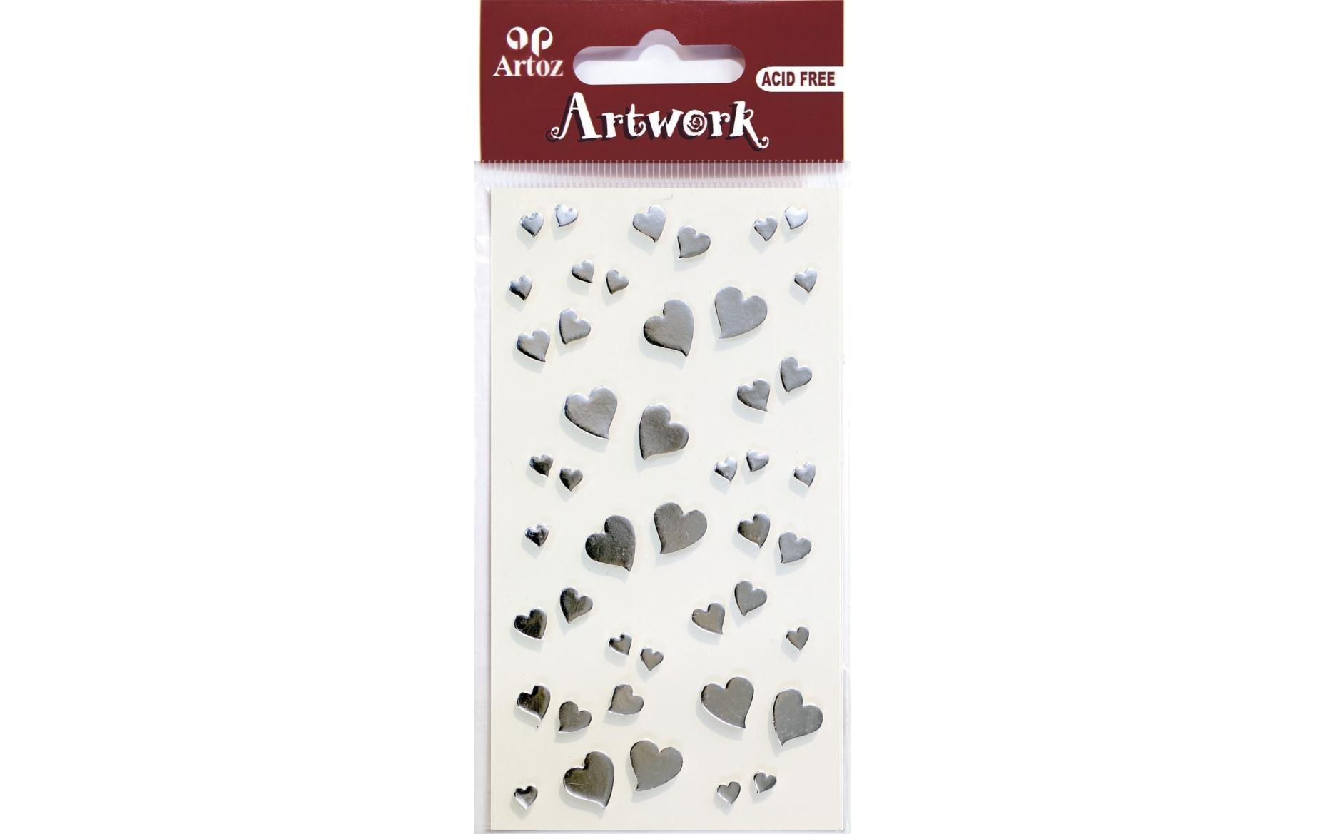 Artoz Motivsticker Herzen 1 Blatt, Silber