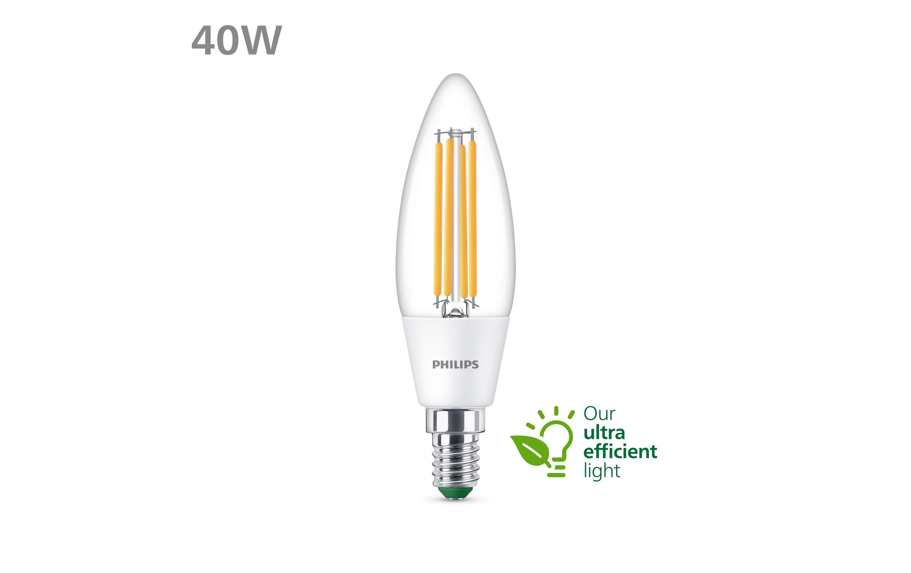 Philips Lampe E14 LED, Ultra-Effizient, Warmweiss, 40W Ersatz