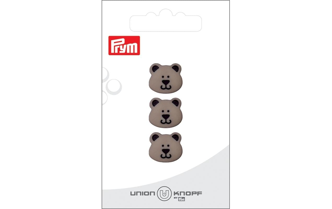 Prym Union Knopf Knöpfe Bär 15 mm, 3 Stück, Grau