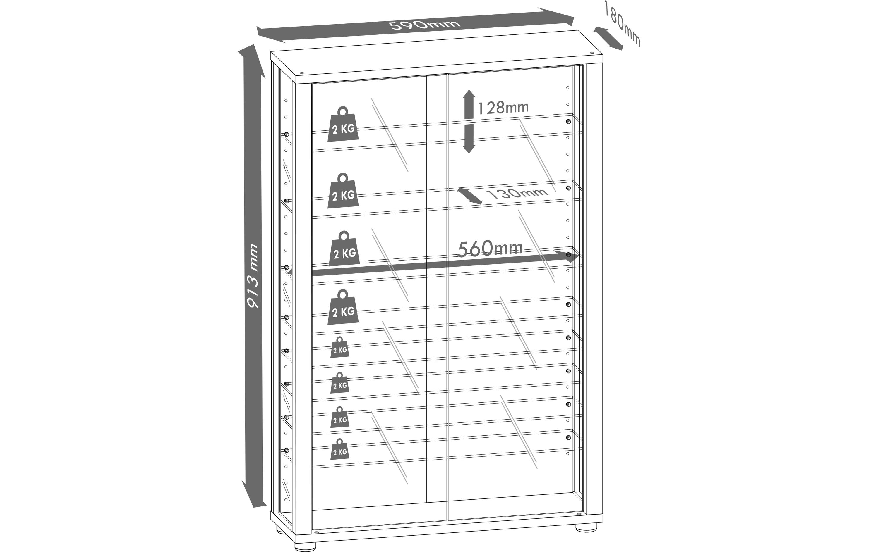 VCM Vitrine Vitrosa Maxi 59 x 114.3 cm, Kern-Nussbaum