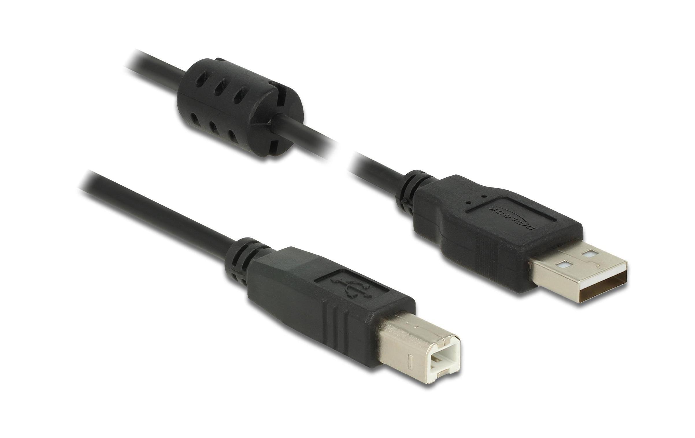 Delock USB 2.0-Kabel mit Ferritkern USB A - USB B 1.5 m