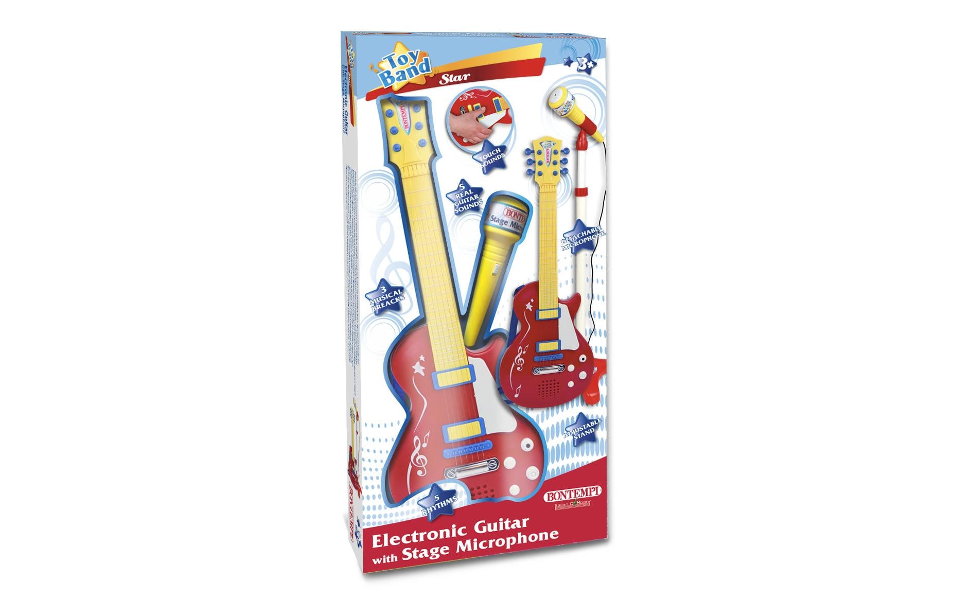 Bontempi Musikinstrument Rockgitarre mit Standmikrofon Rot