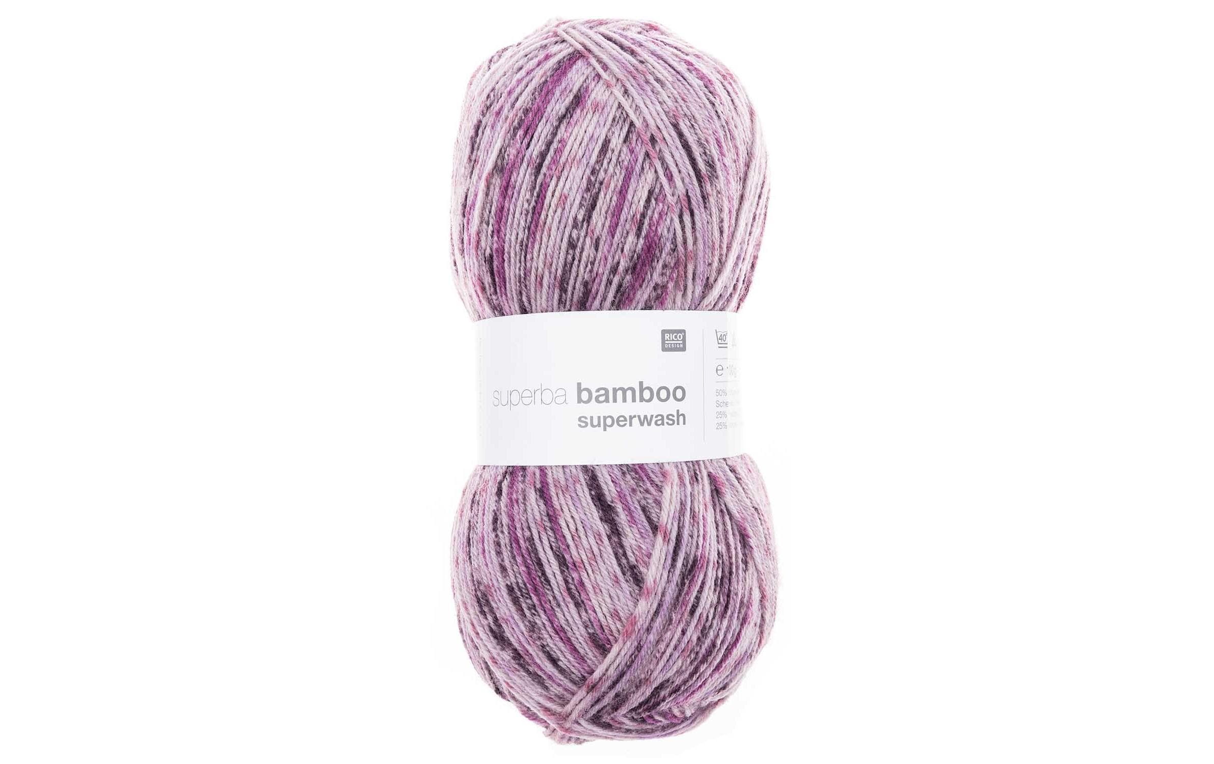 Rico Design Wolle Bamboo für Socken 4-fädig, 100 g, Beere Lila