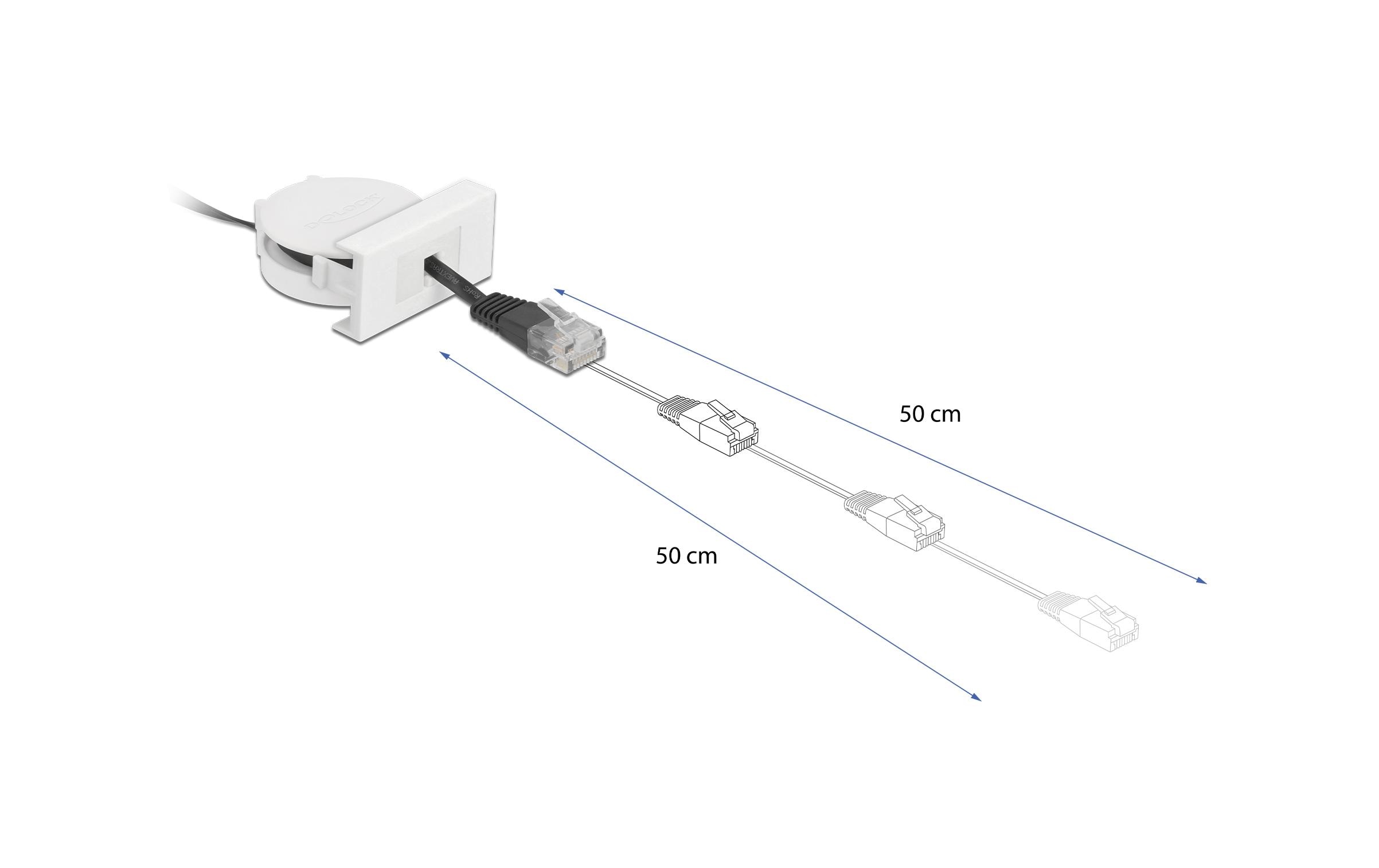 Delock Easy 45 Modul Aufrollkabel Cat 5e, SF/UTP, 0.5 m, Schwarz