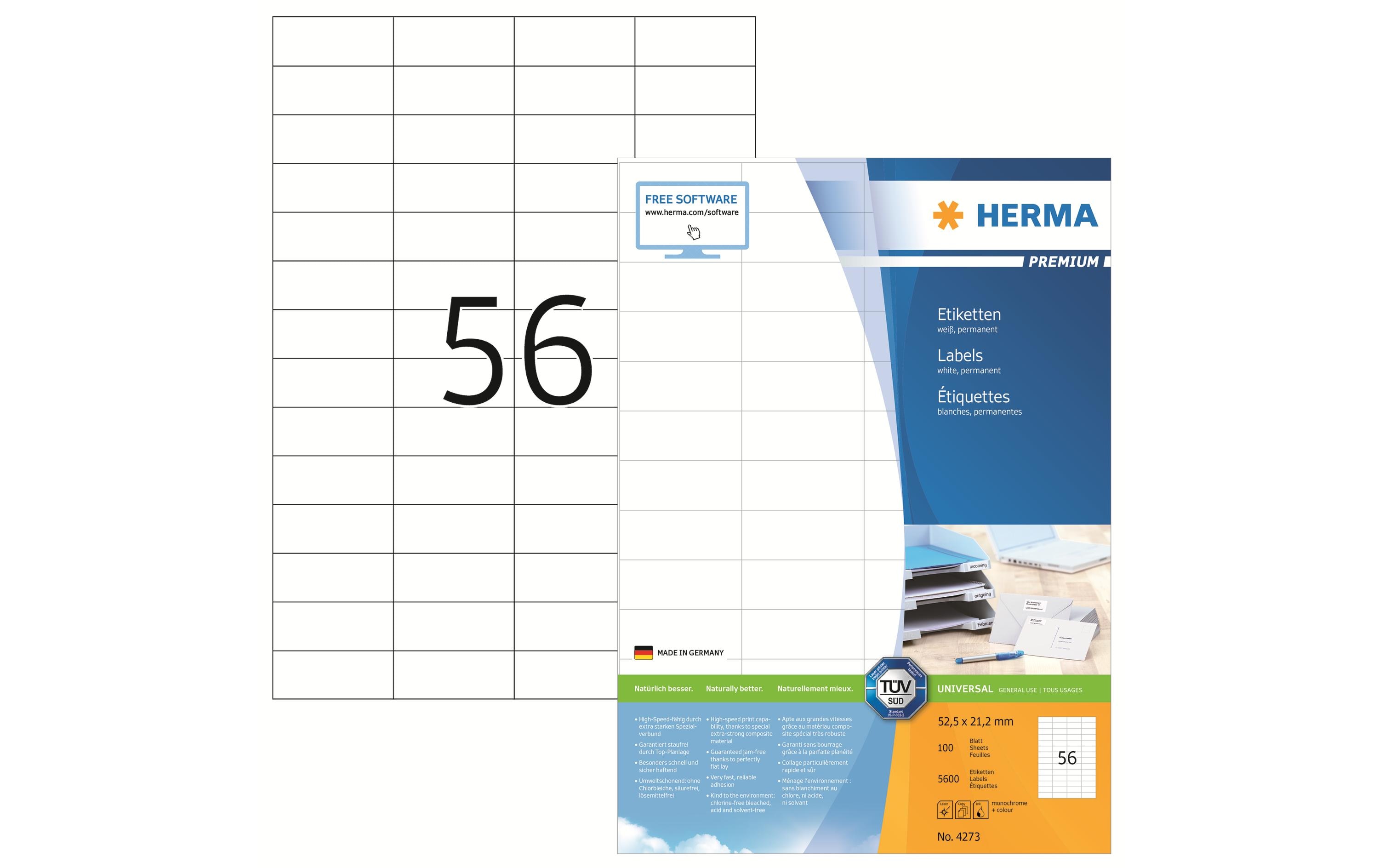 HERMA Universal-Etiketten Premium, 5.25 x 2.12 cm, 5600 Etiketten