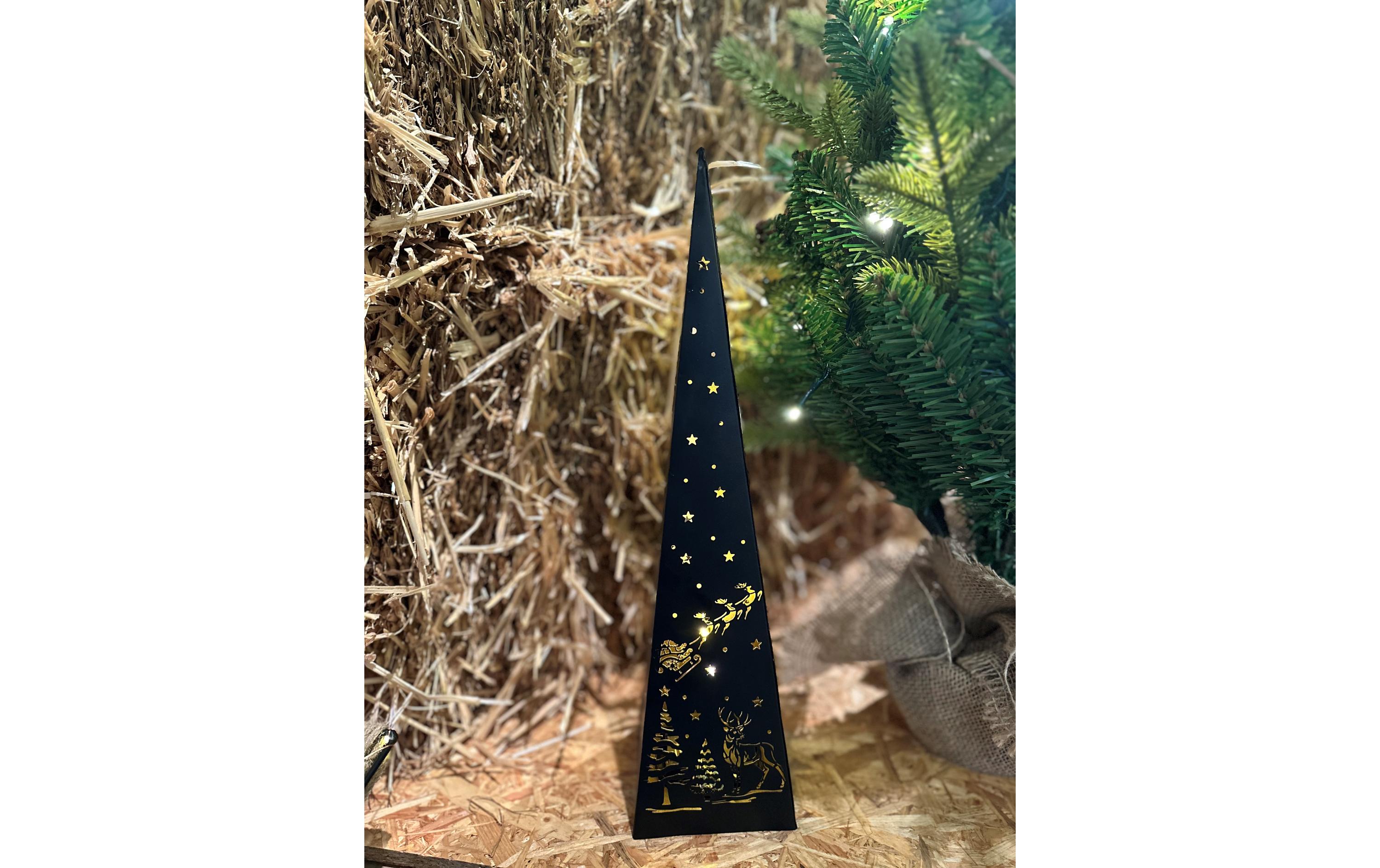 Dameco Tischdeko Pyramide Forest, 30 LEDs, 50 cm, Schwarz