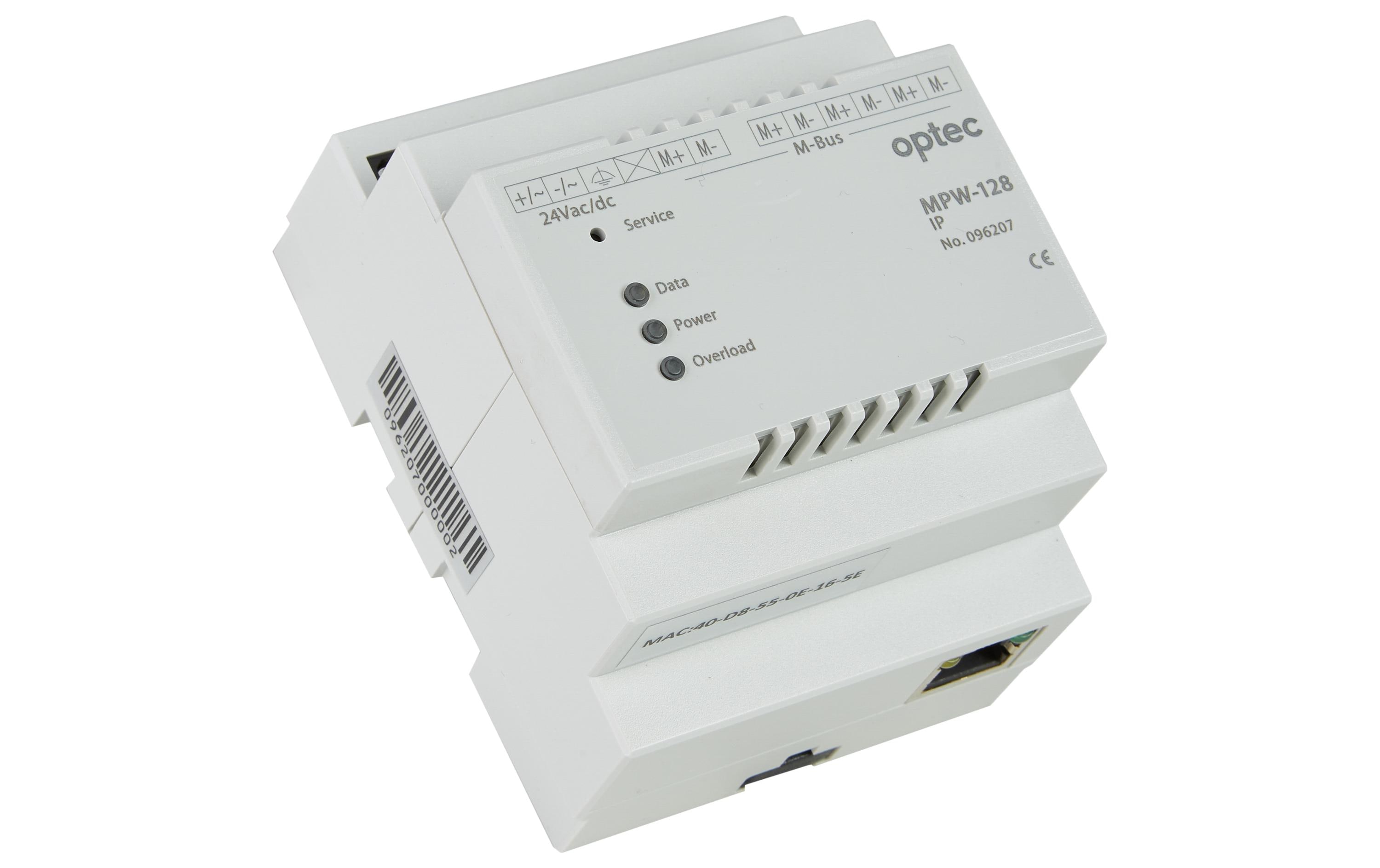 Optec Pegelwandler MPW 128 IP Ethernet / M-Bus, 24 V DC