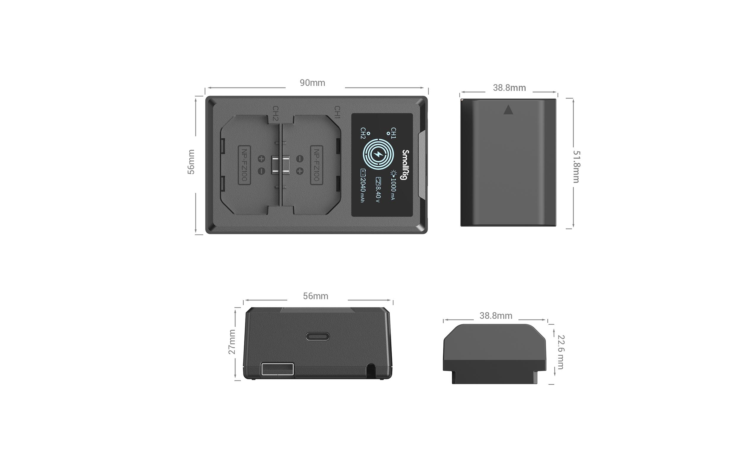 Smallrig Digitalkamera-Akku NP-FZ100 Akku und Charger Kit