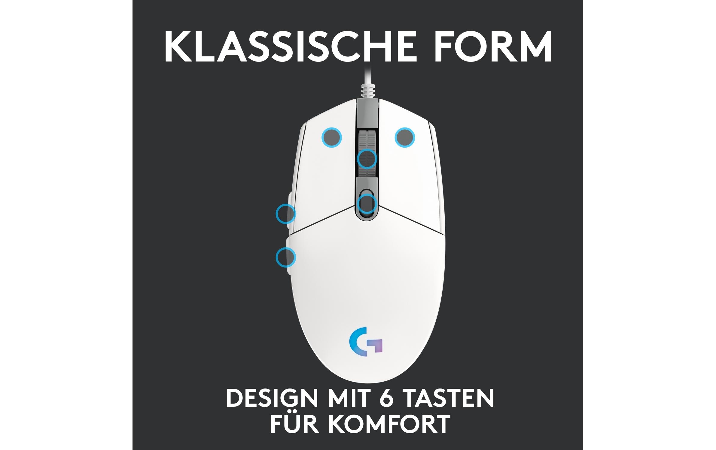 Logitech Gaming-Maus G203 Lightsync Weiss