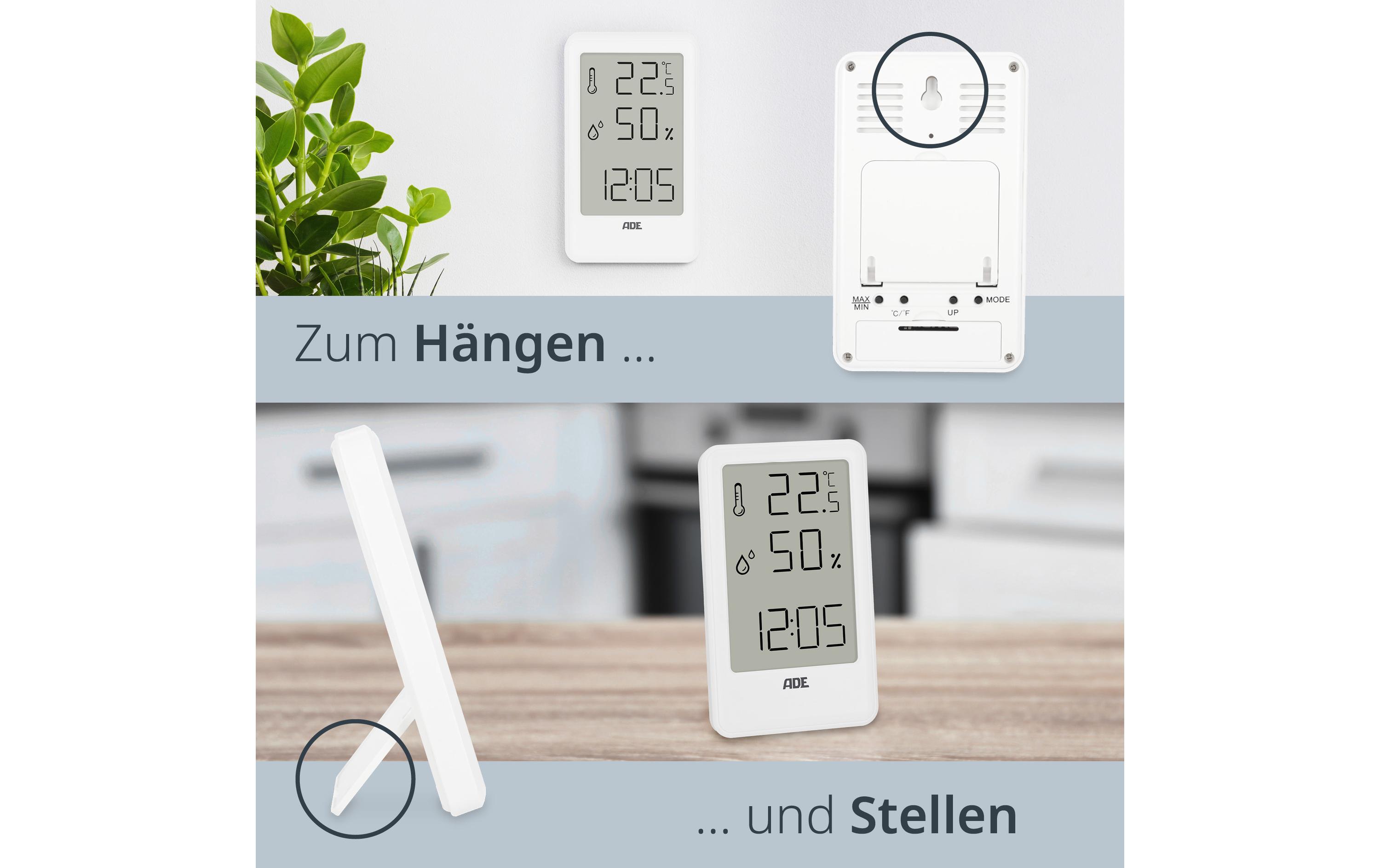 ADE Wetterstation Thermo-Hygrometer 11 cm, Weiss