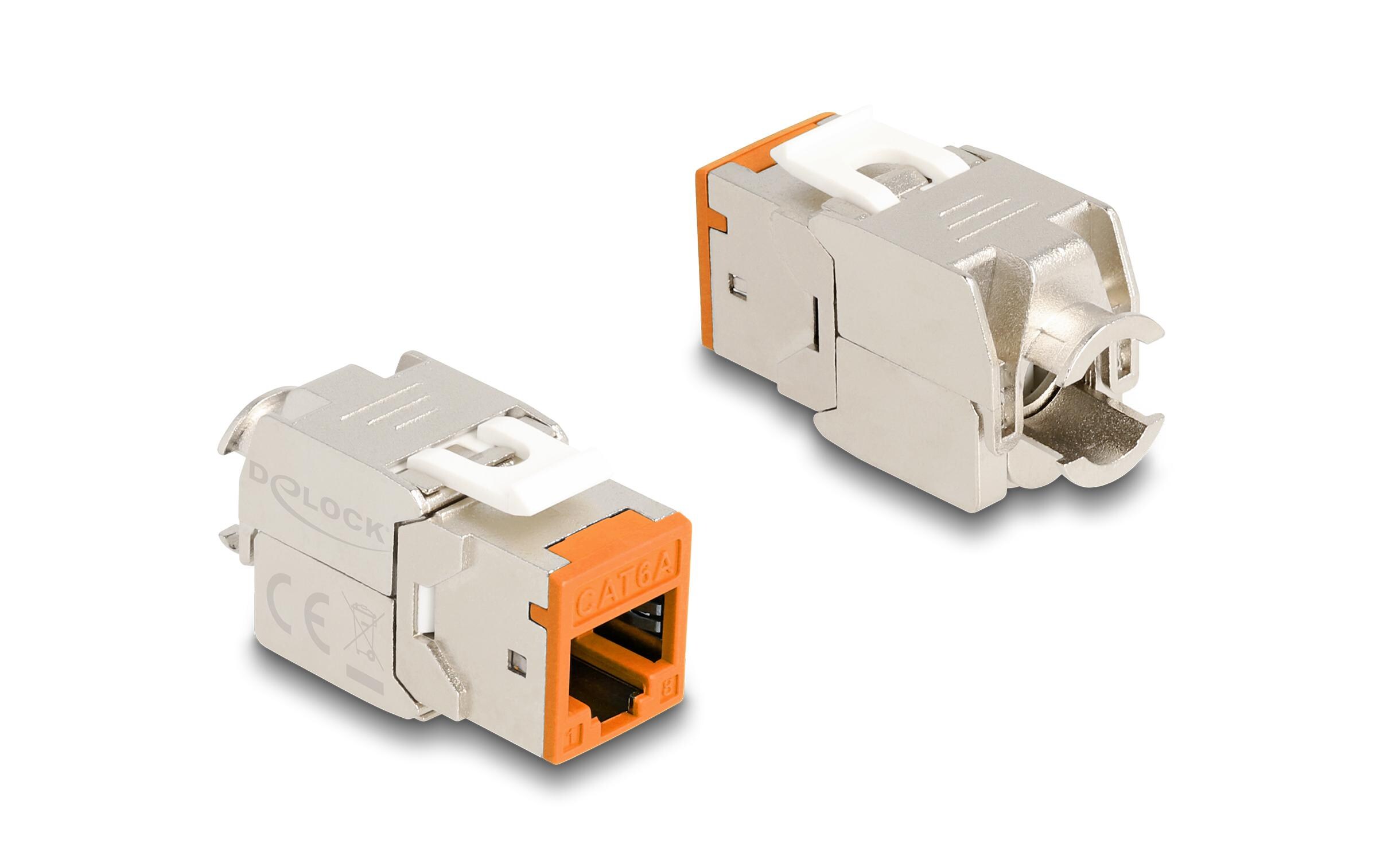 Delock Keystone-Modul RJ45 zu LSA Cat.6A Orange, 10 Stück