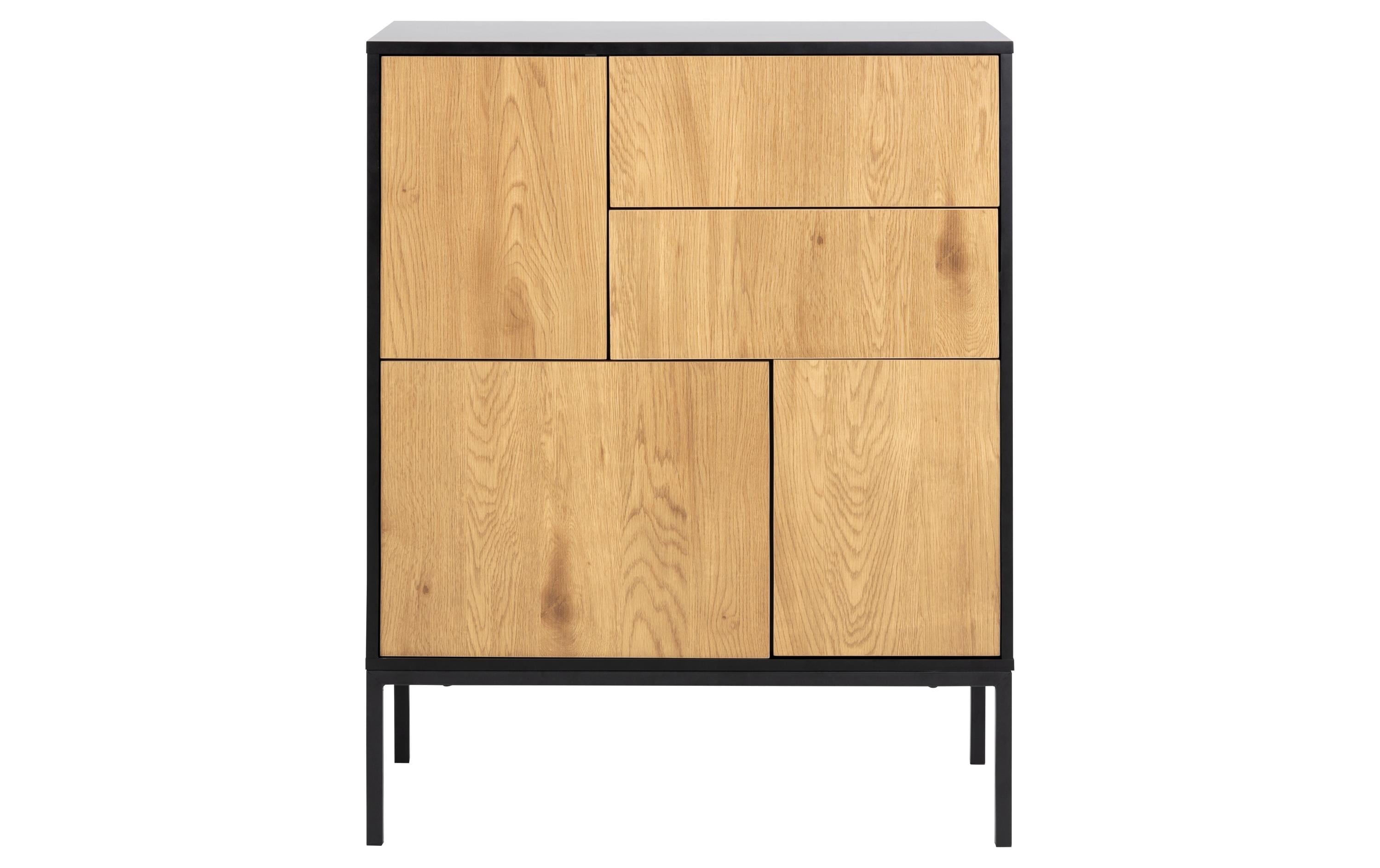 AC Design Kommode Seaford 80 x 40 x 103 cm, Nature/Schwarz