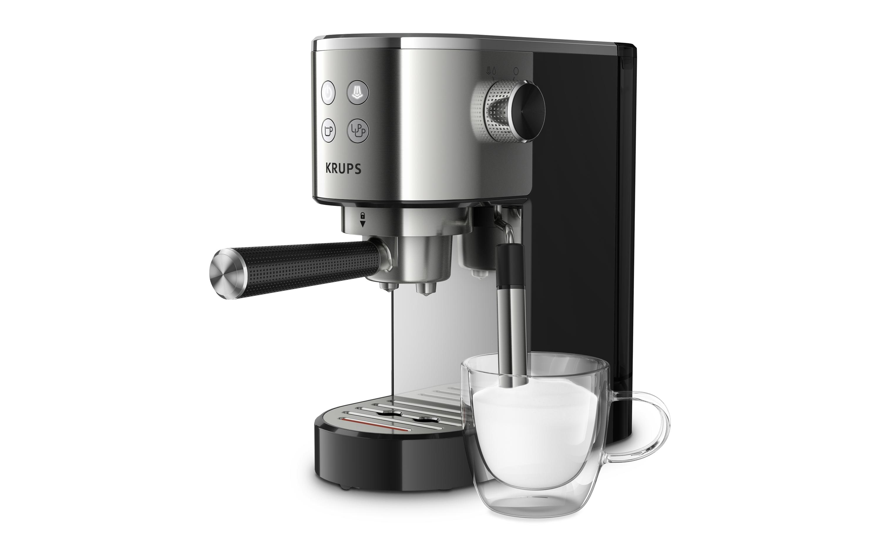 Krups Siebträgermaschine Virtuoso XP442 Schwarz/Silber