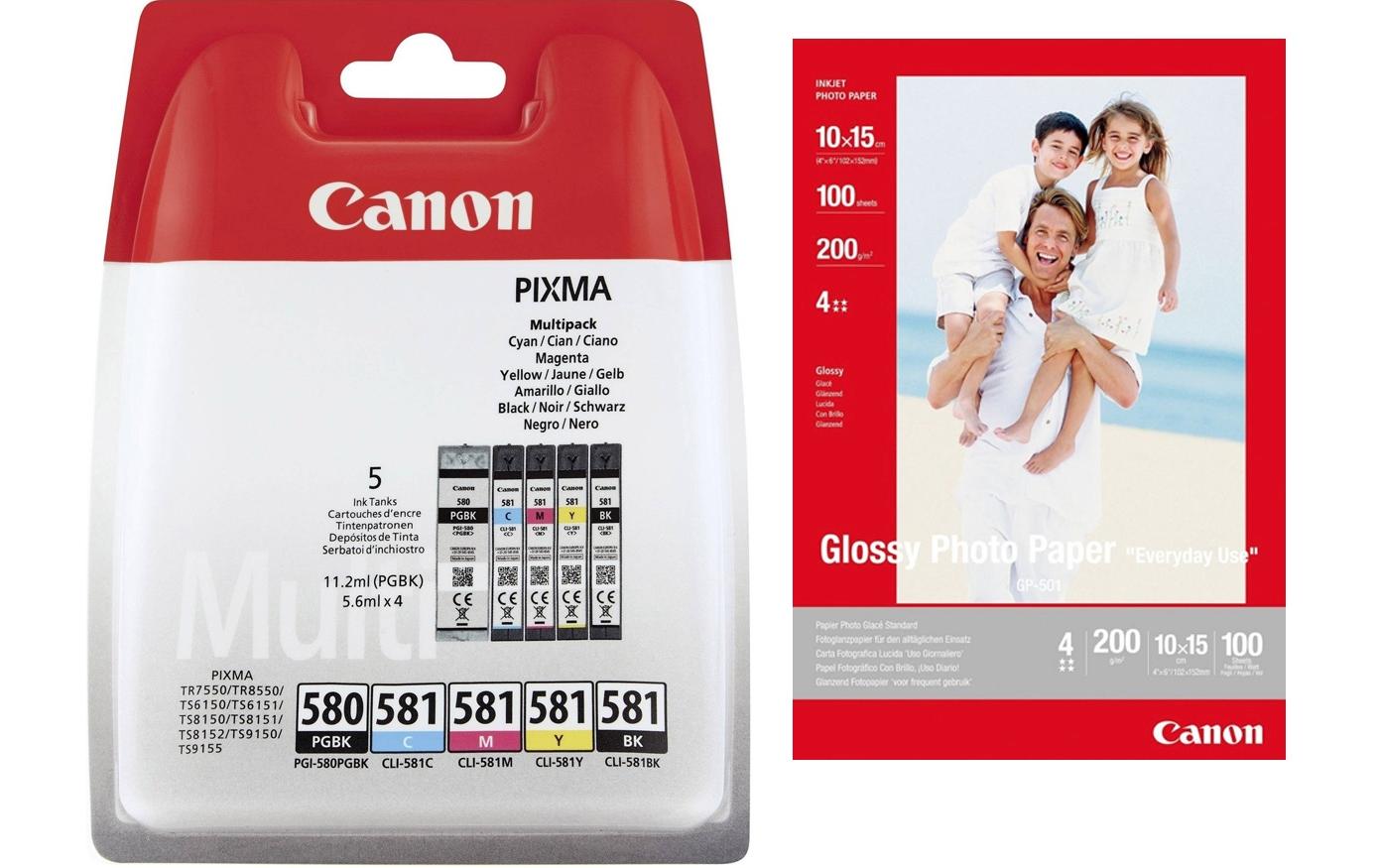 Canon PGI-580/CLI-581 + GP-501 4X6 BK, C, M, Y