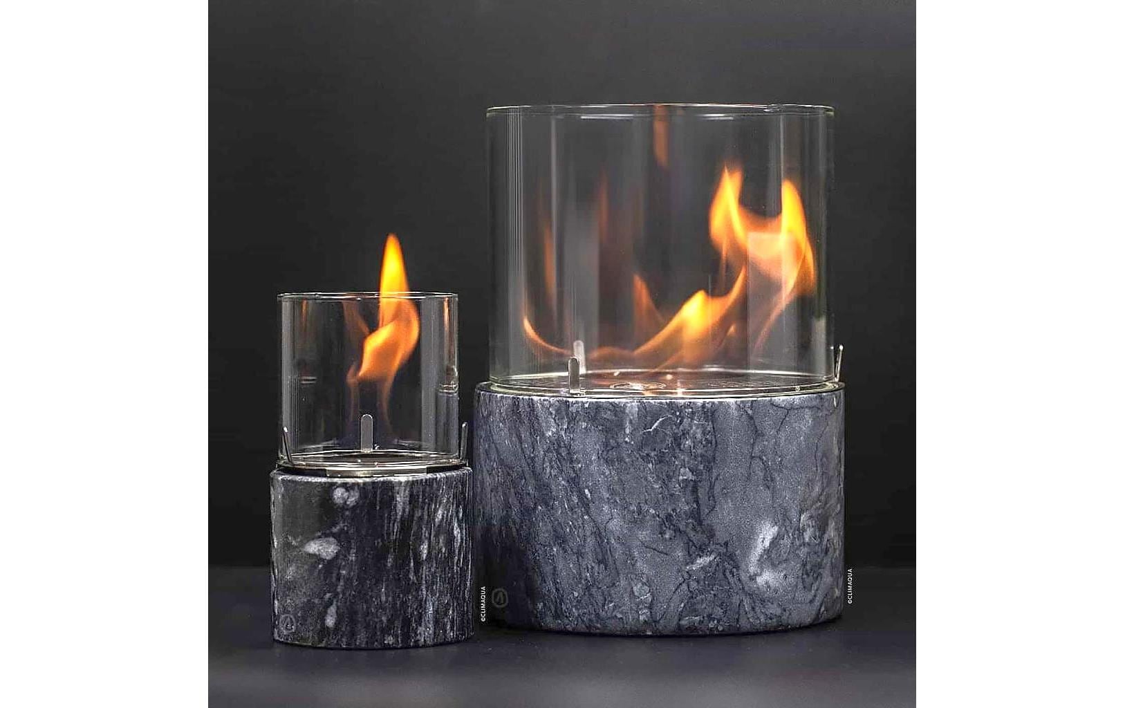 CLIMAQUA Tischfeuer Pino S Marmor 10 x 18 cm, Schwarz