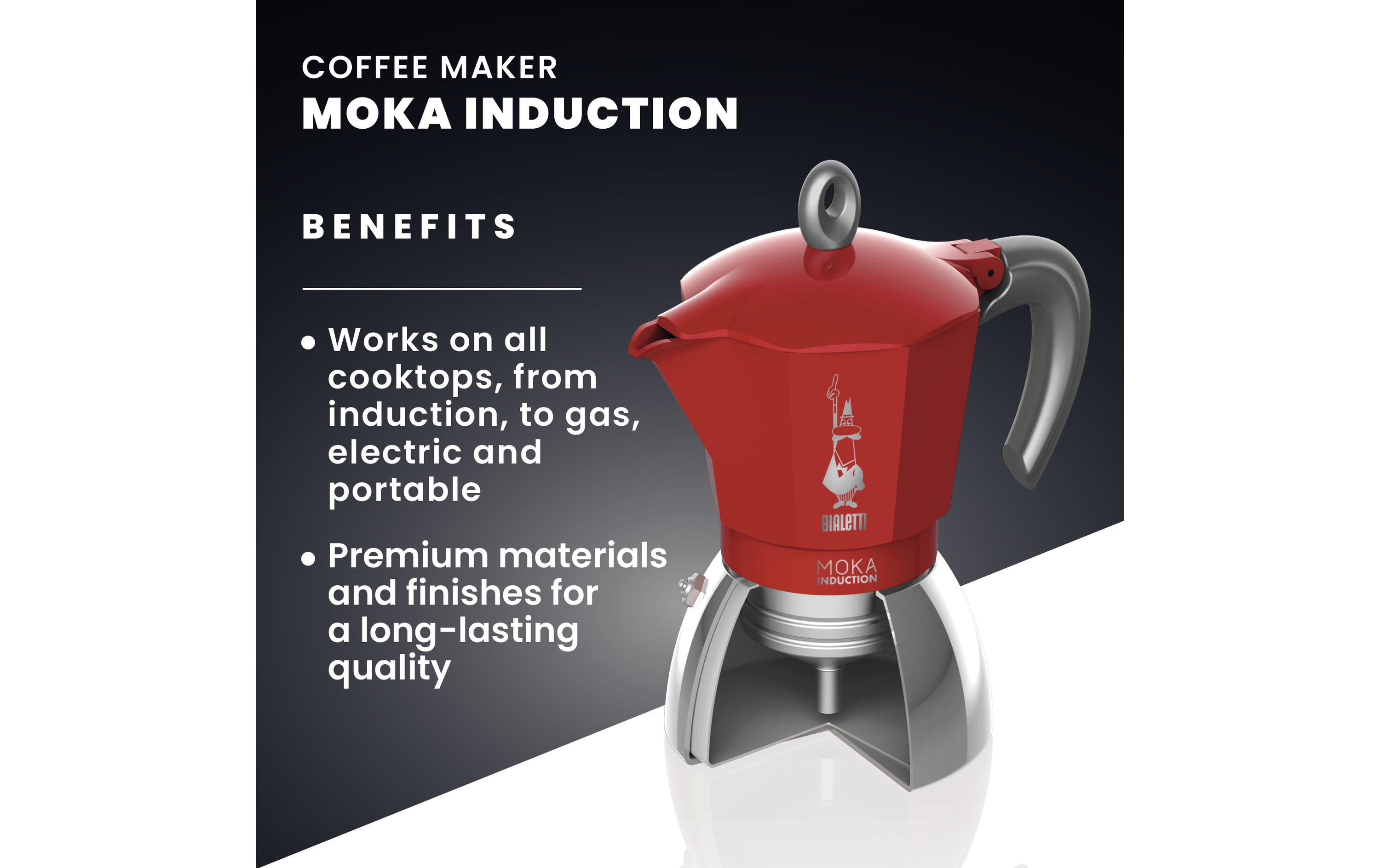 Bialetti Espressokocher New Moka Induktion 2 Tassen, Rot